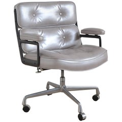 Eames Time-Life Chair by Herman Miller with Silver Leather