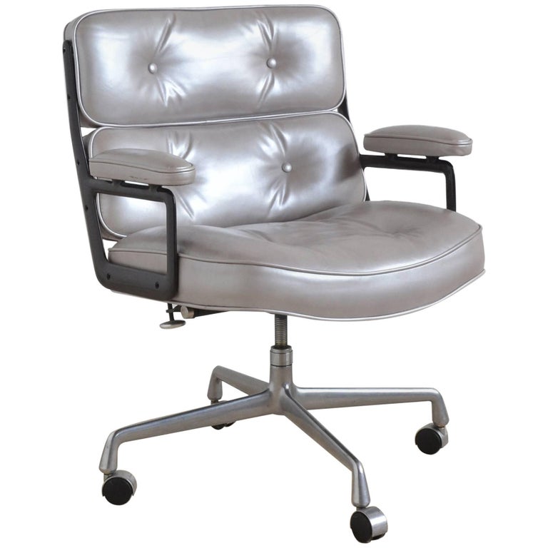Eames Time-Life Chair by Herman Miller with Silver Leather