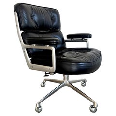 Eames Time Life Chair in Black Leather by Herman Miller, 1981 USA