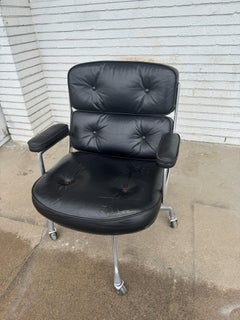 Eames Time Life Chair in Black Leather by Herman Miller
