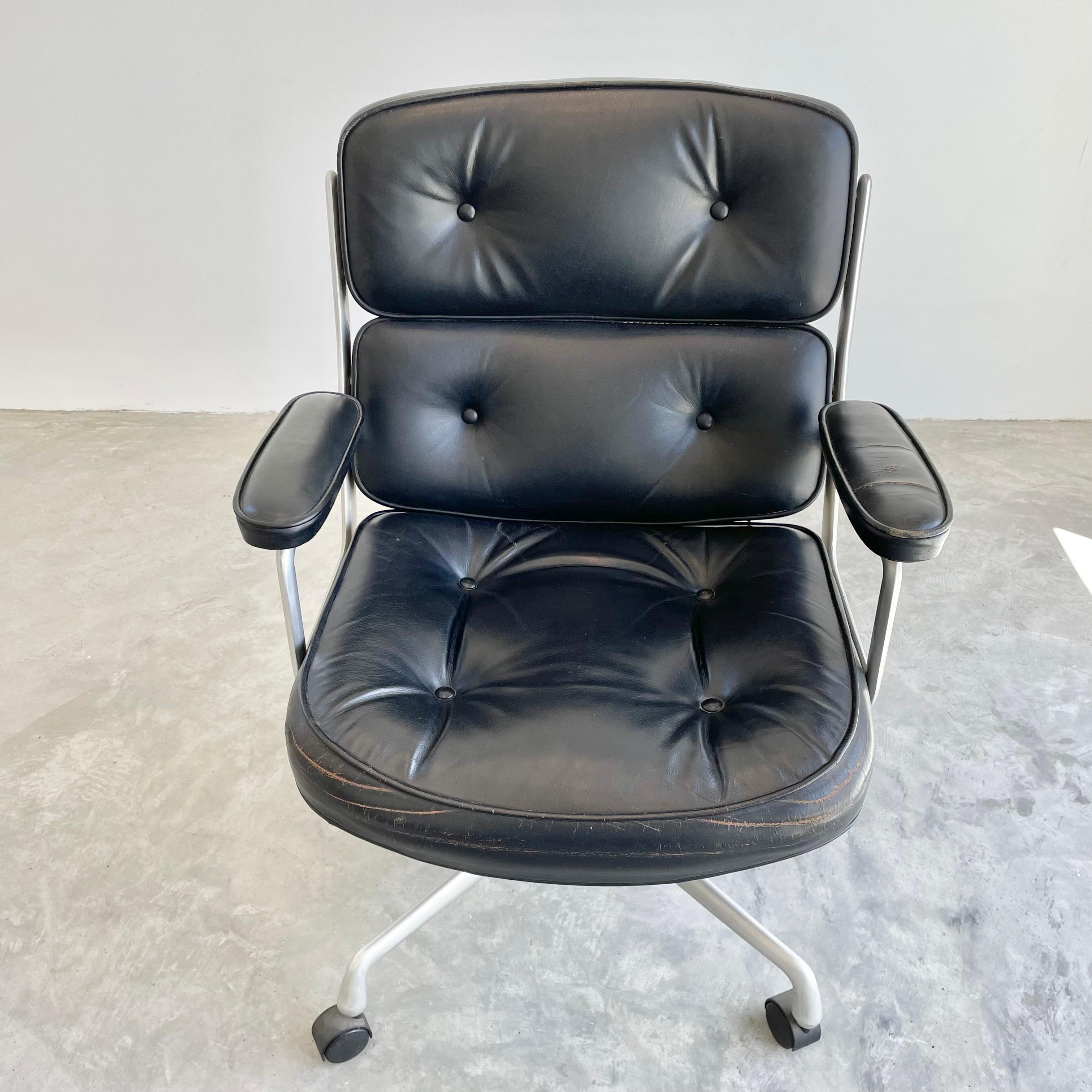 Eames Time Life Chair in Black Leather for Herman Miller, 1970s USA 2
