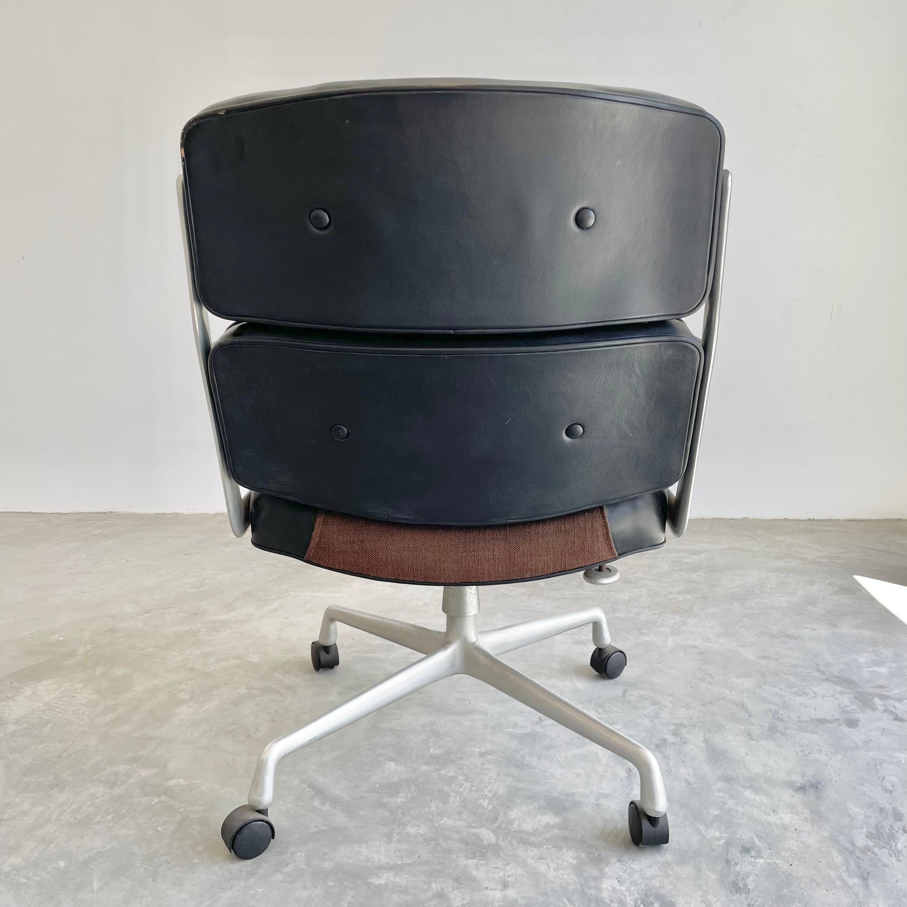 North American Eames Time Life Chair in Black Leather for Herman Miller, 1970s USA