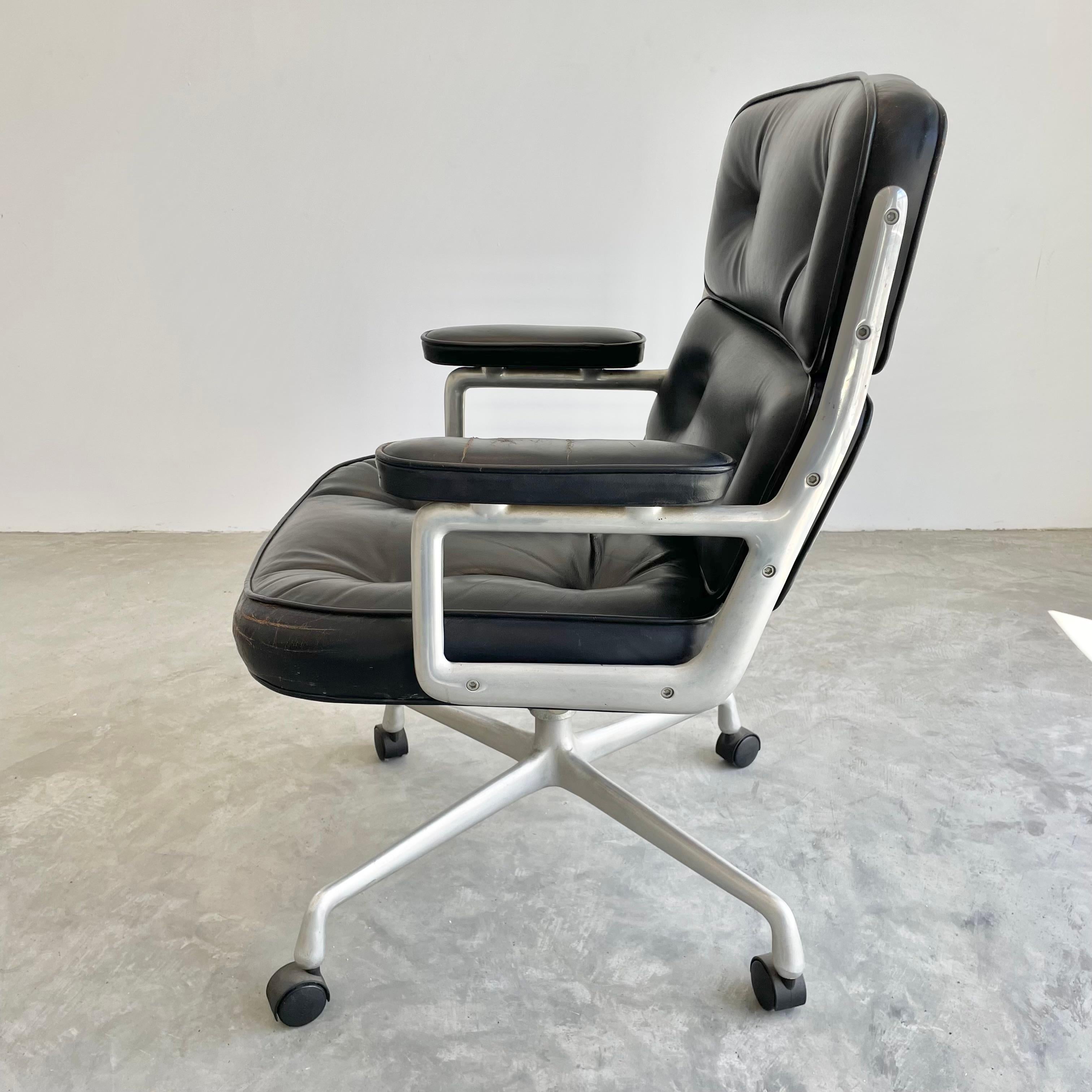 Late 20th Century Eames Time Life Chair in Black Leather for Herman Miller, 1970s USA
