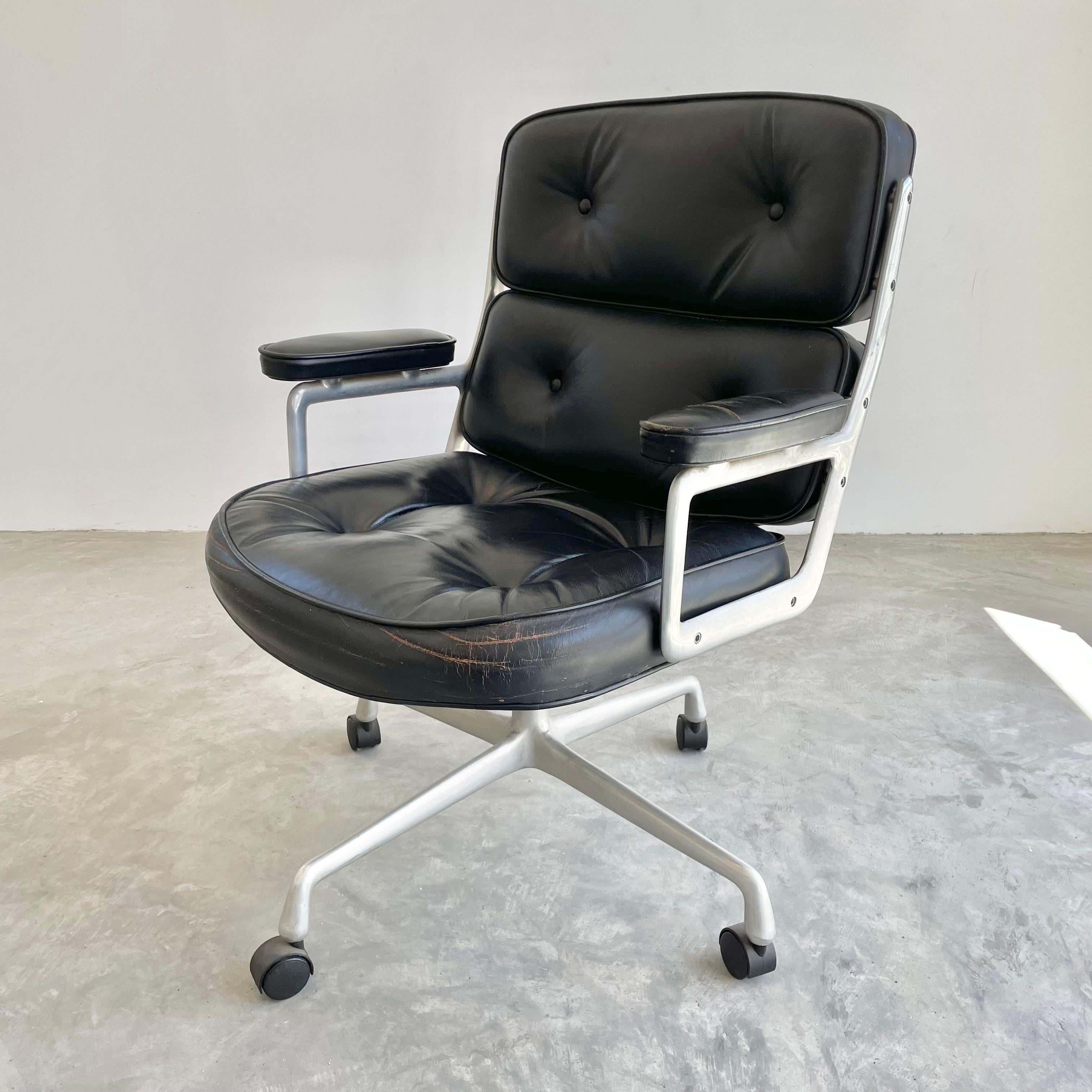 Eames Time Life Chair in Black Leather for Herman Miller, 1970s USA 1