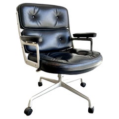 Eames Time Life Chair in Black Leather for Herman Miller, 1970s USA