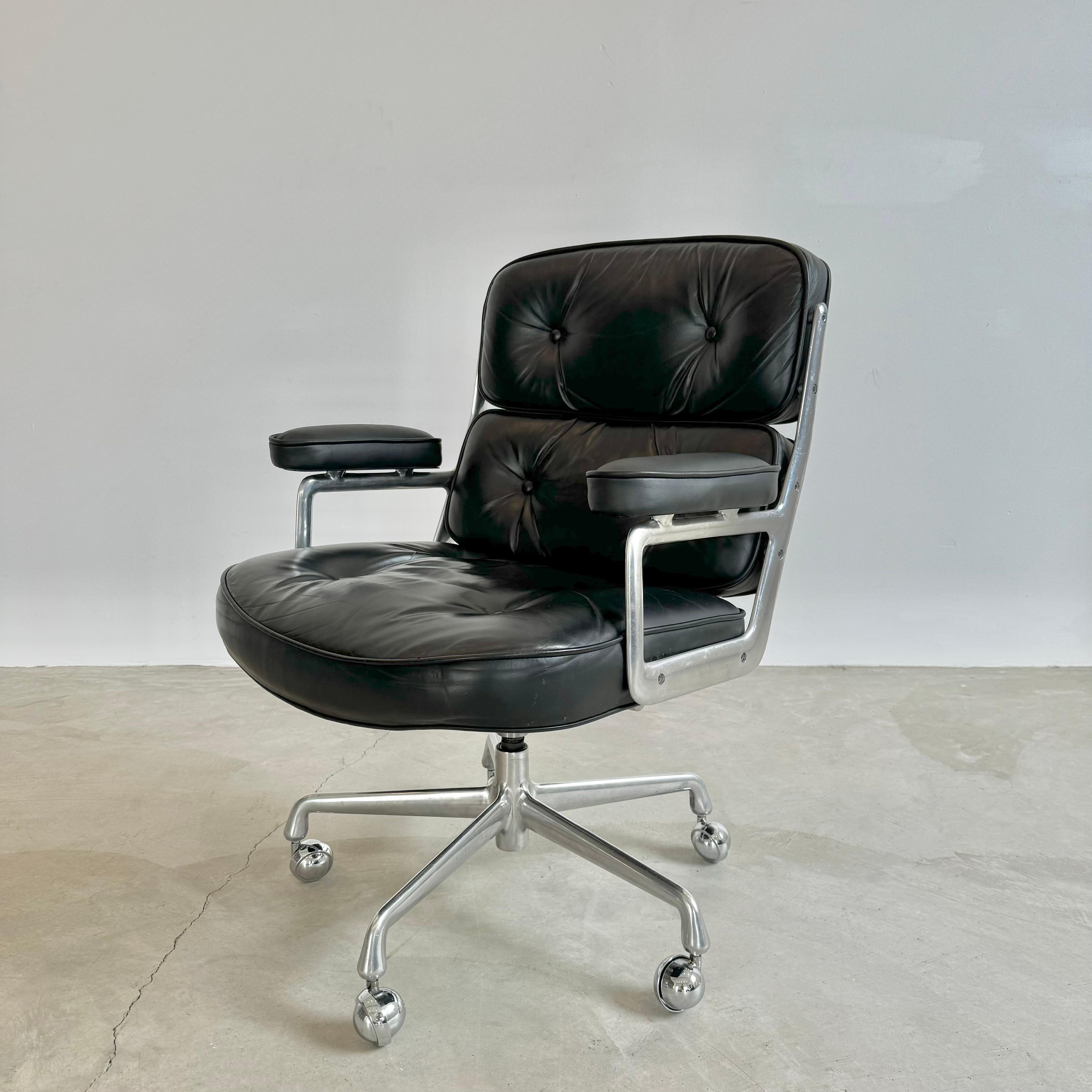 Silla Eames Time Life de cuero negro para Herman Miller, años 1980 EE.UU. 4