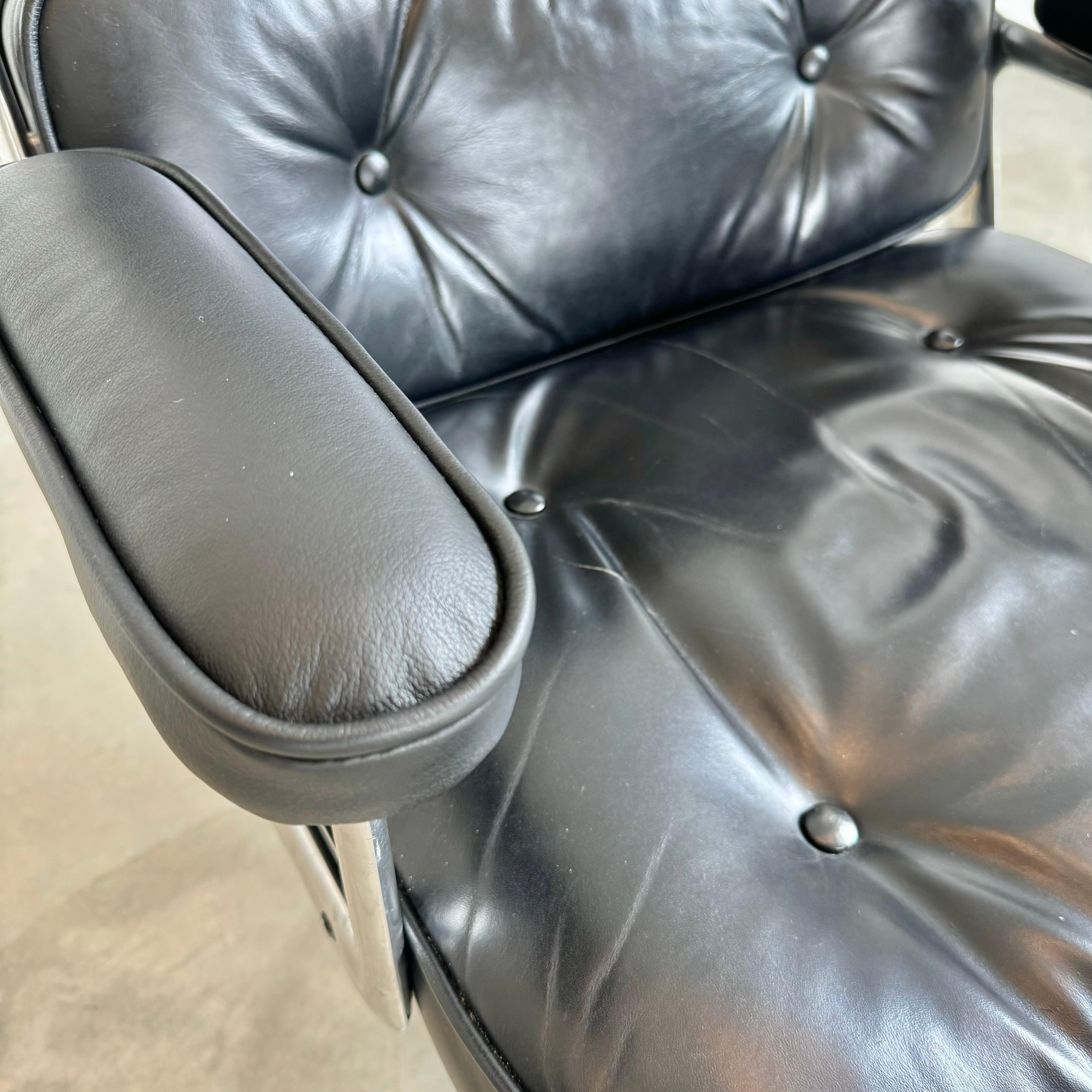 Silla Eames Time Life de cuero negro para Herman Miller, años 1980 EE.UU. 8