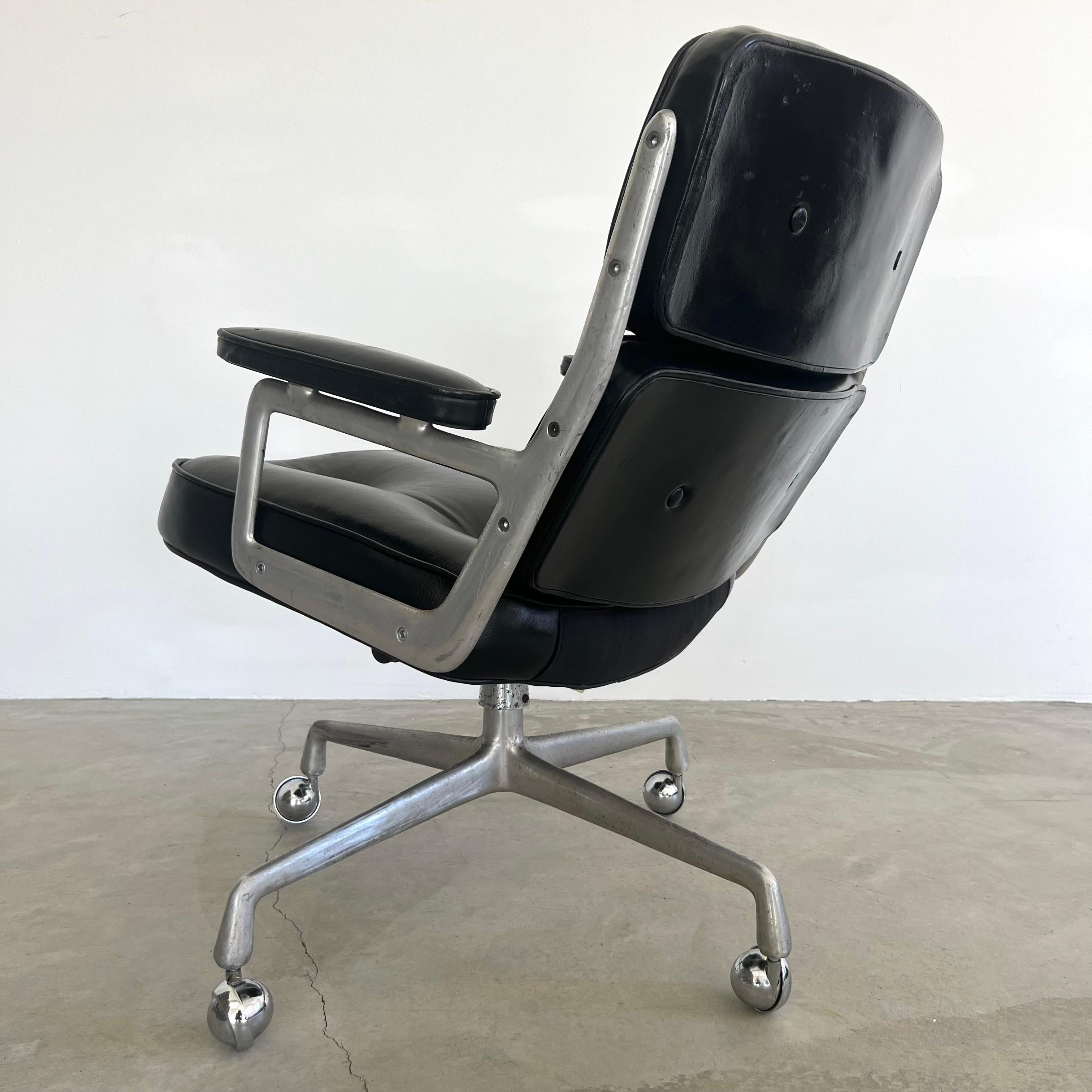 Late 20th Century Eames Time Life Chair in Black Leather for Herman Miller, 1980s USA For Sale