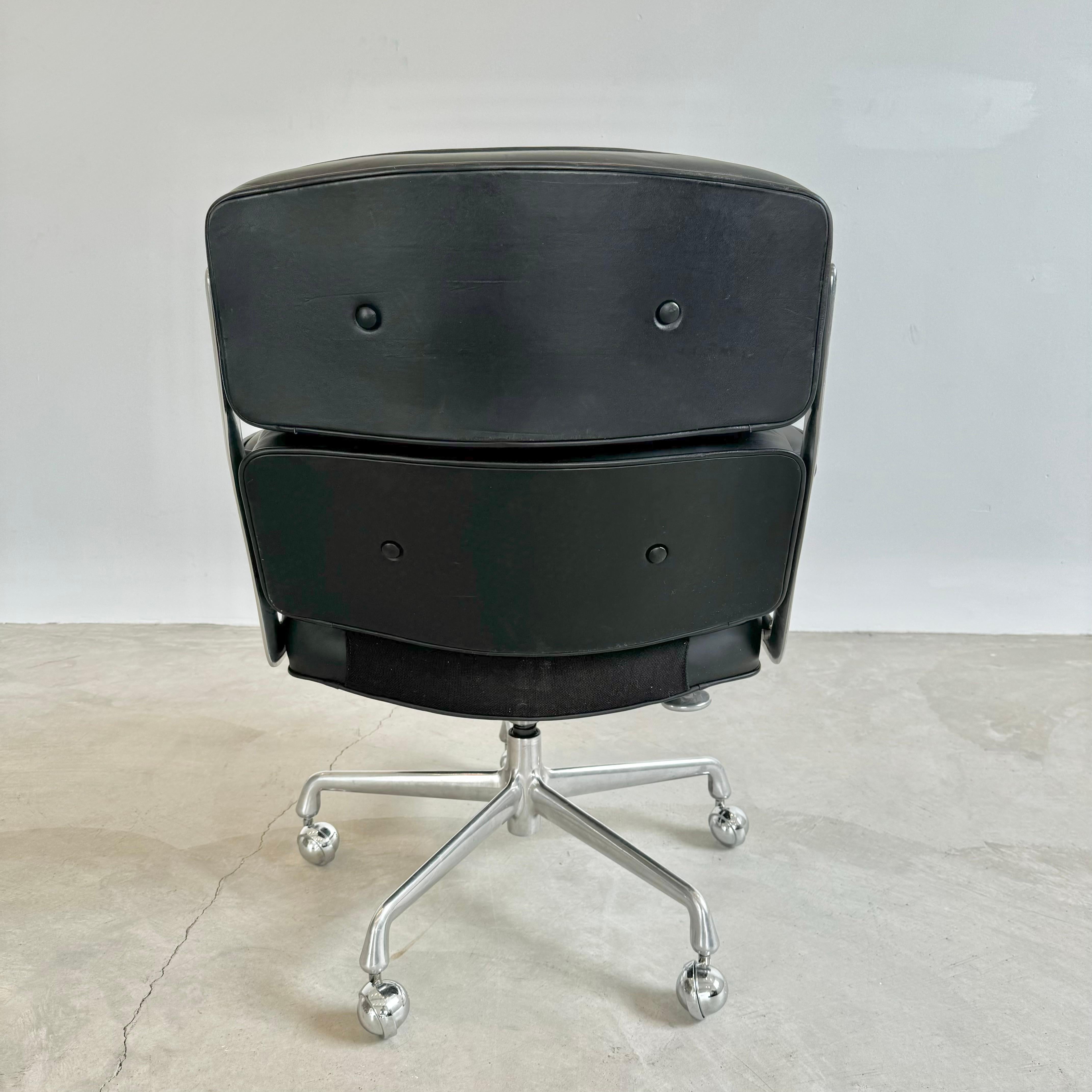 Silla Eames Time Life de cuero negro para Herman Miller, años 1980 EE.UU. finales del siglo XX