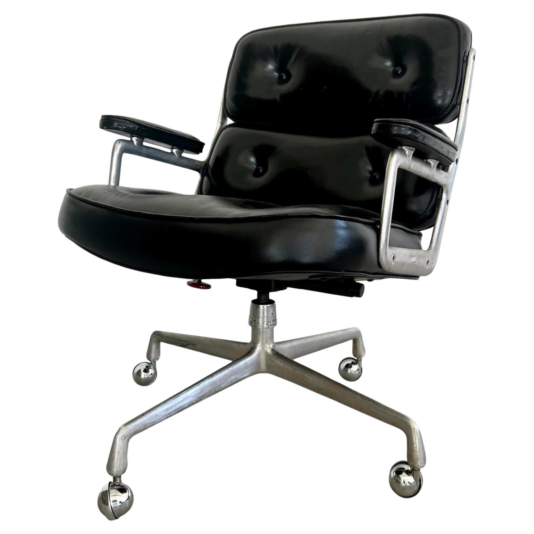 Eames Time Life Chair in Black Leather for Herman Miller, 1980s USA For Sale