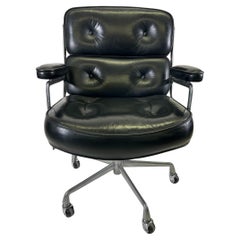 Sedia Eames Time Life in pelle nera per Herman Miller, anni '1980 USA