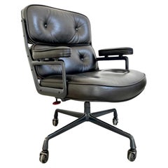 Vintage Eames Time Life Chair in Black Leather for Herman Miller, 1984 USA