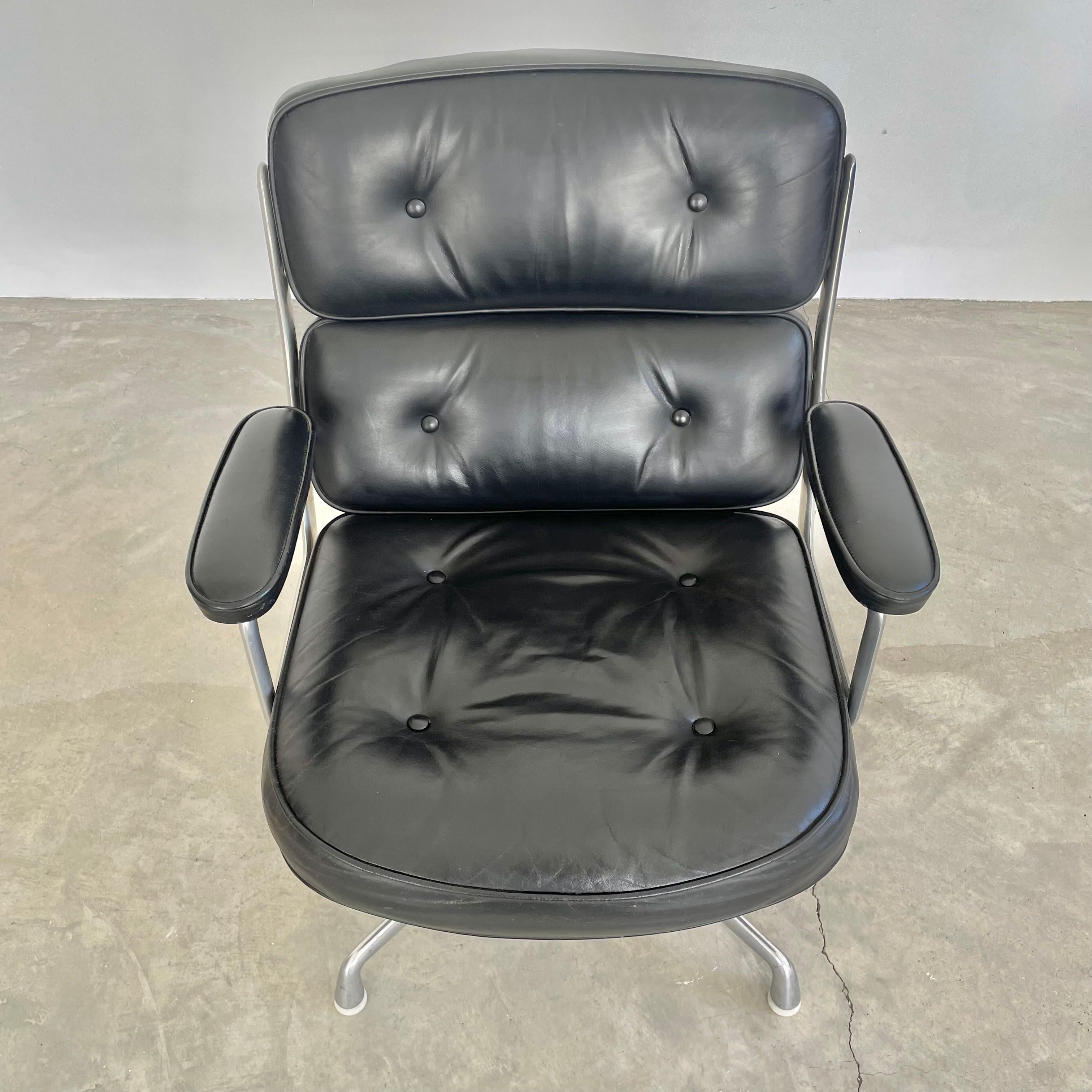 Eames Time Life Chair in Black Leather for Herman Miller, 1990s USA 4