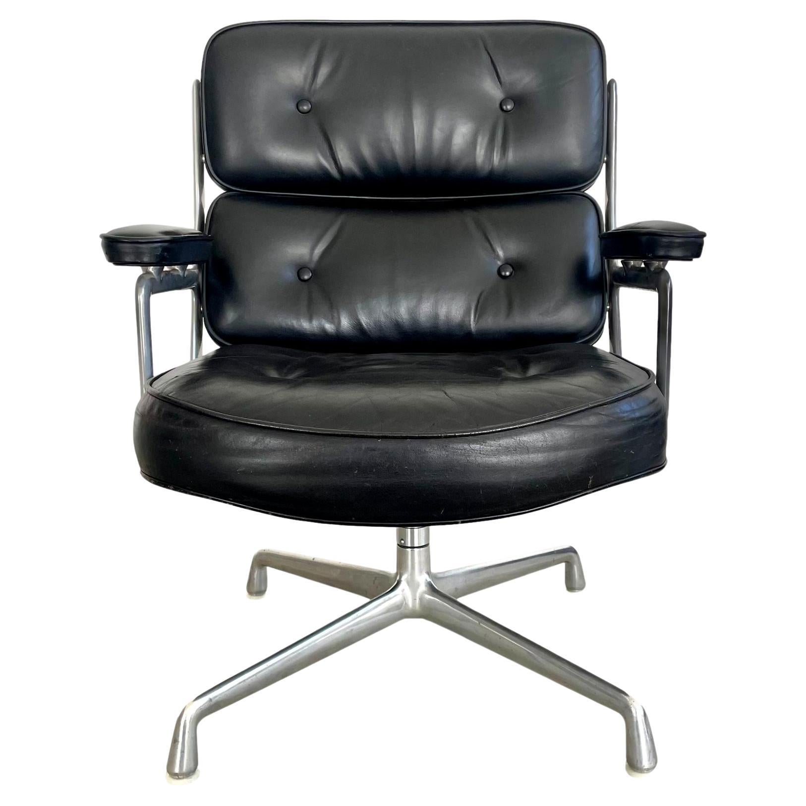 Eames Time Life Chair in Black Leather for Herman Miller, 1990s USA