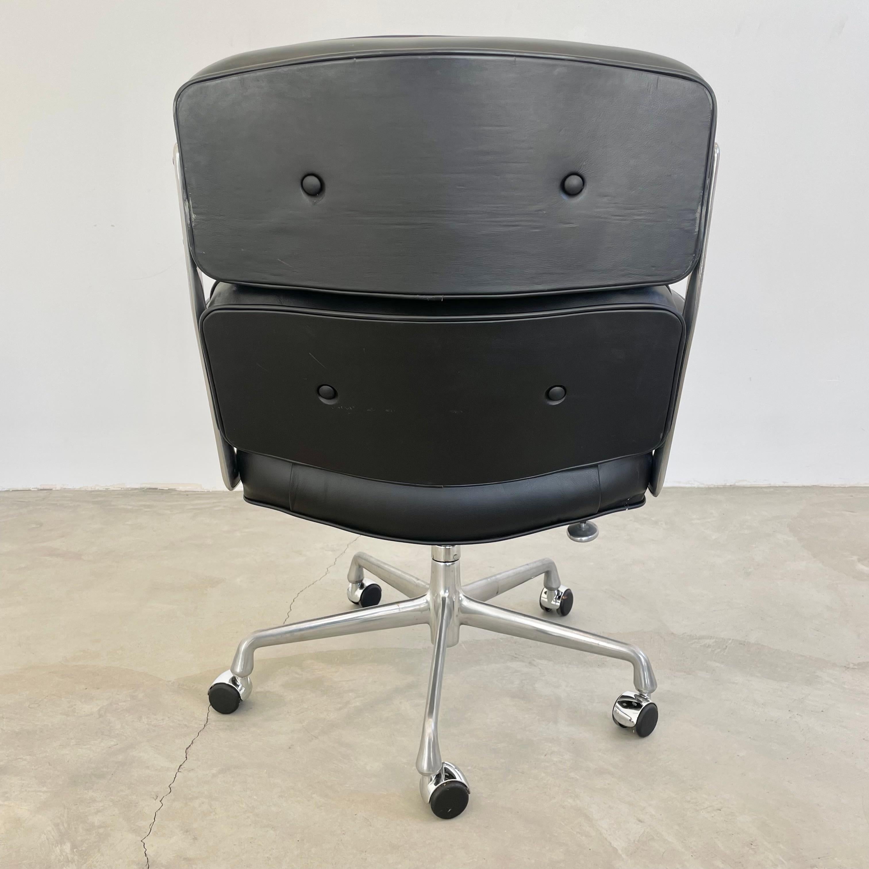 Aluminum Eames Time Life Chair in Black Leather for Herman Miller, 2006 USA