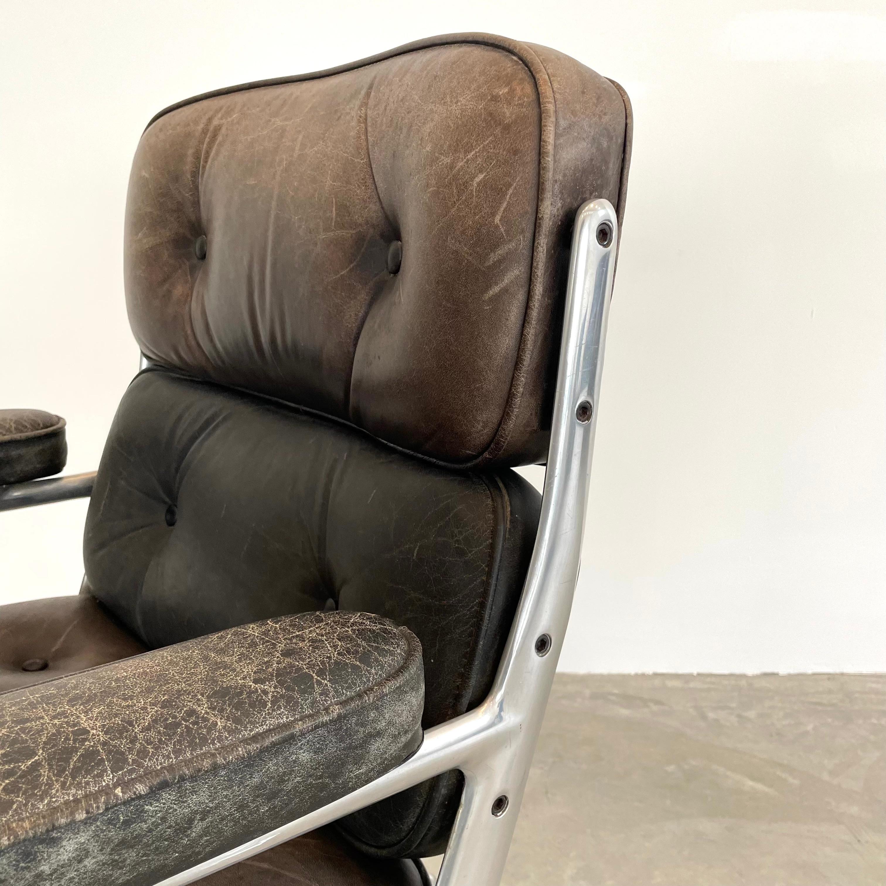 Eames Time Life Chair in Brown and Black Leather for Herman Miller, 1984 USA 3