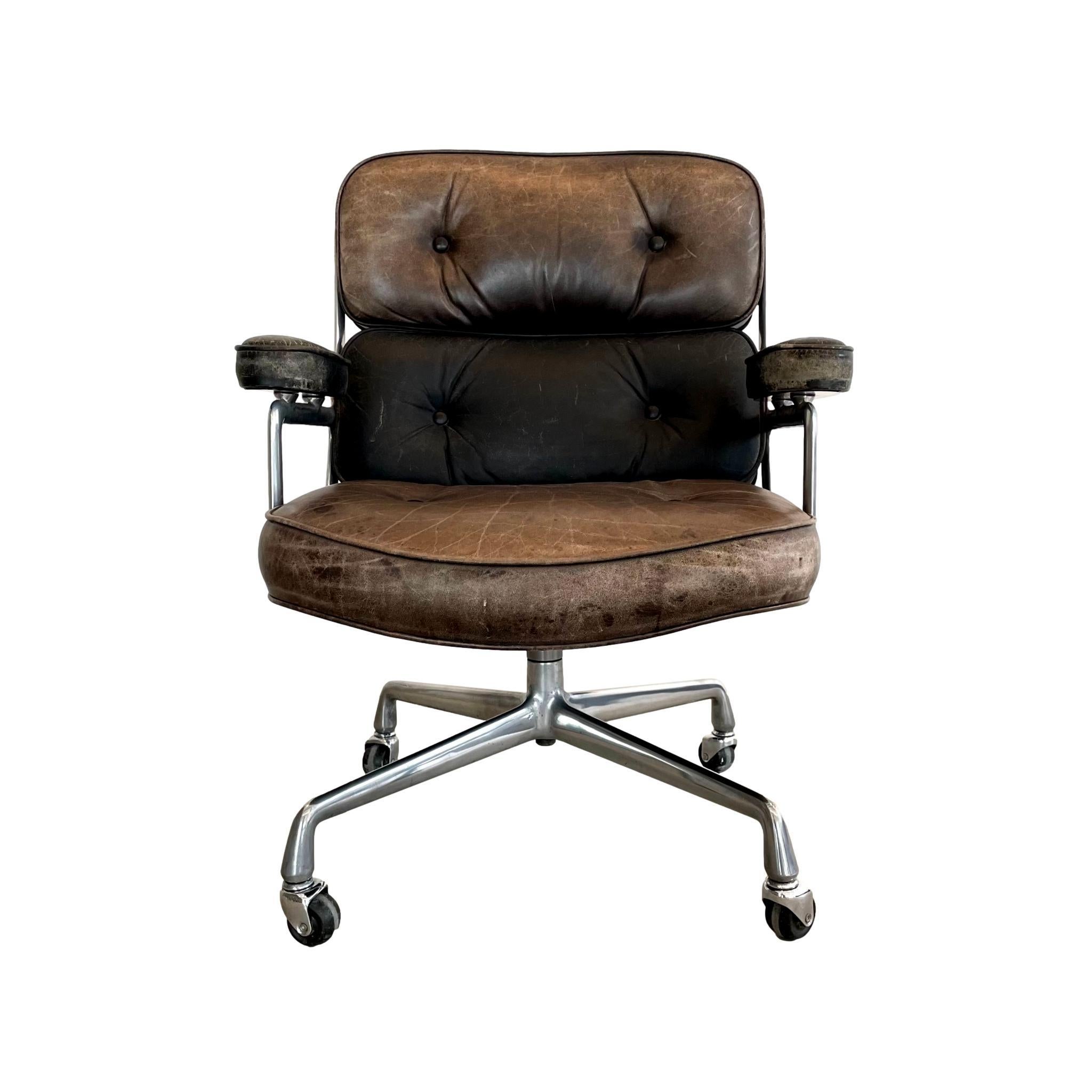 Eames Time Life Chair in Brown and Black Leather for Herman Miller, 1984 USA 6
