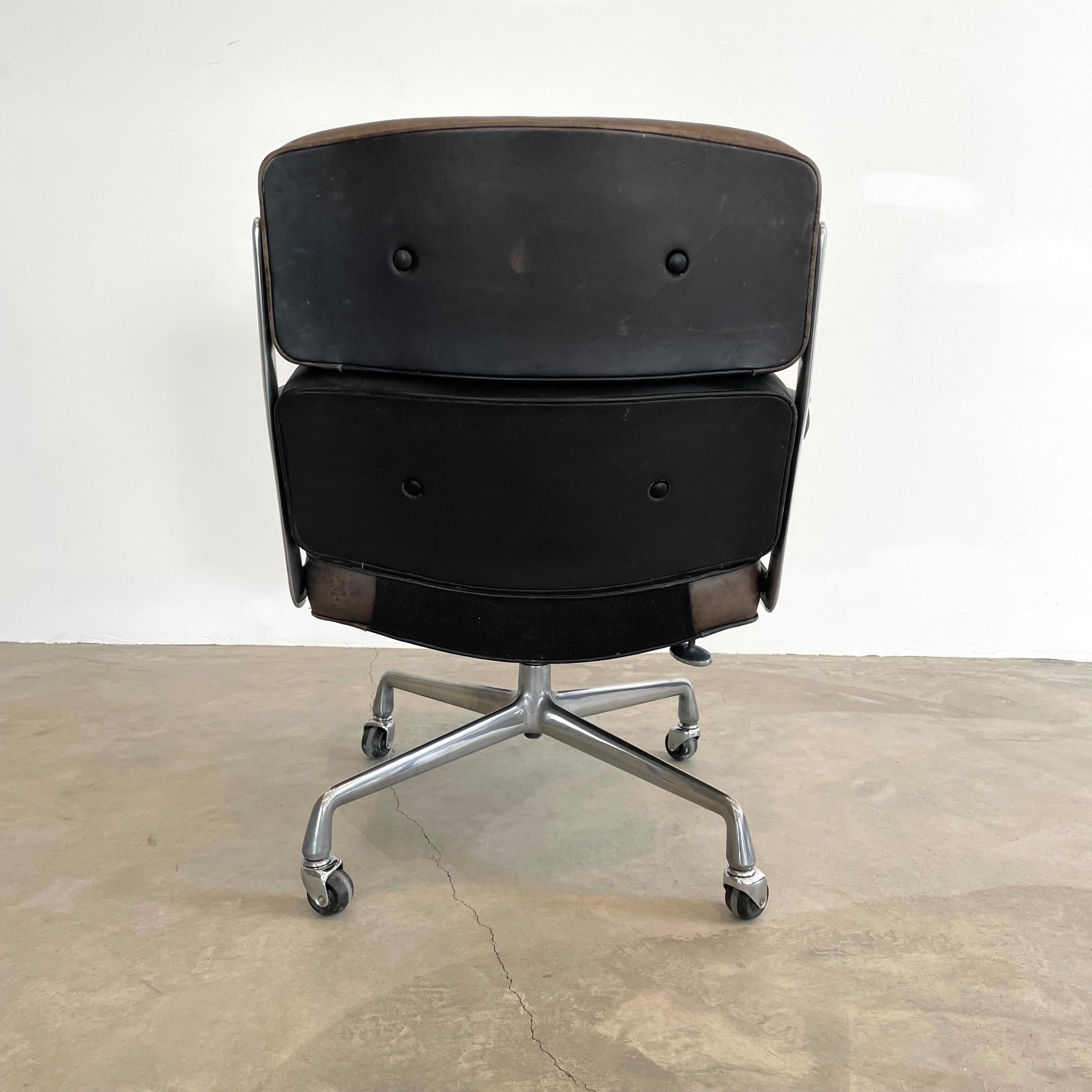 Eames Time Life Chair in Brown and Black Leather for Herman Miller, 1984 USA 1