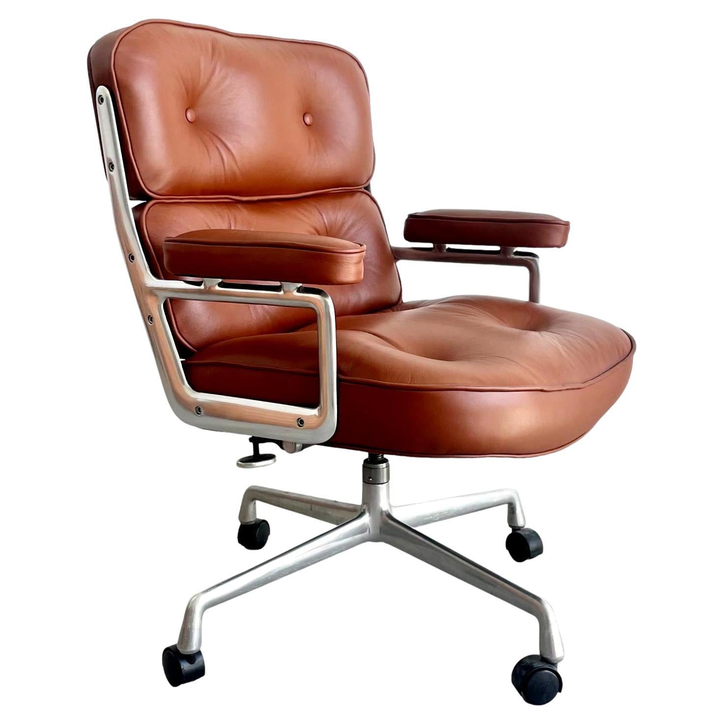 Eames Time Life Chair in Brown Leather for Herman Miller, 1984 USA For Sale