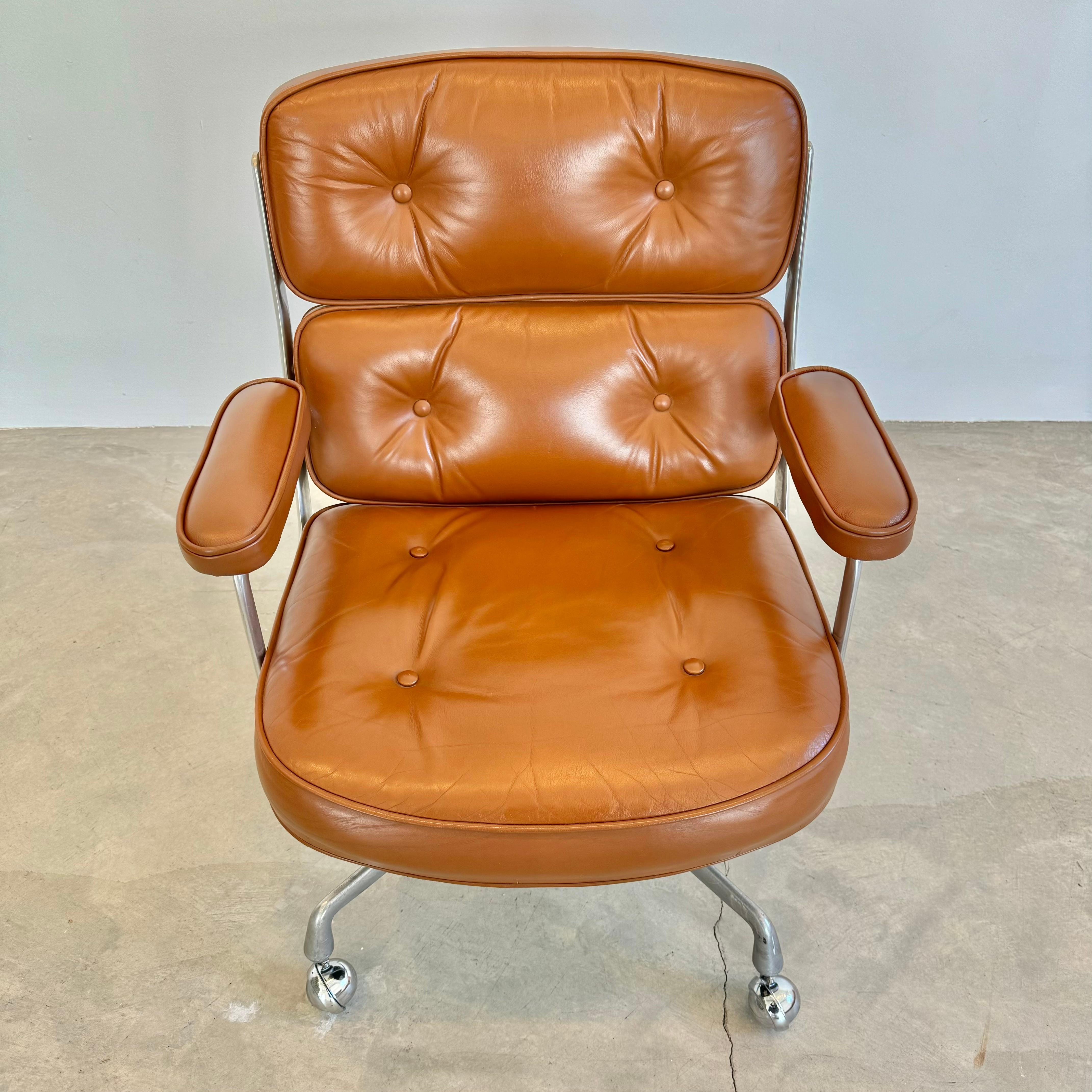 Mid-Century Modern Eames Time Life Chair in Butterscotch Leather for Herman Miller, 1970s USA