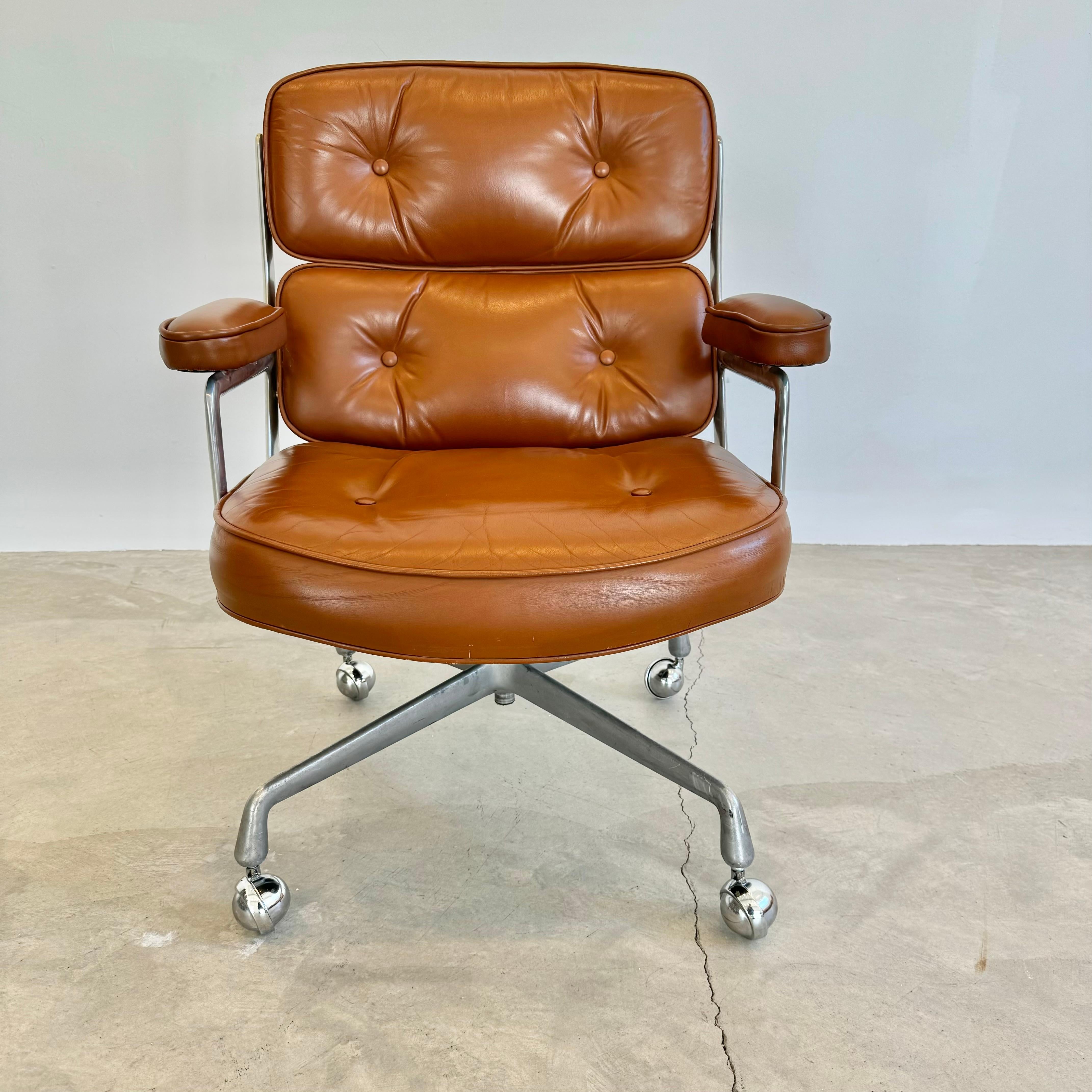 American Eames Time Life Chair in Butterscotch Leather for Herman Miller, 1970s USA