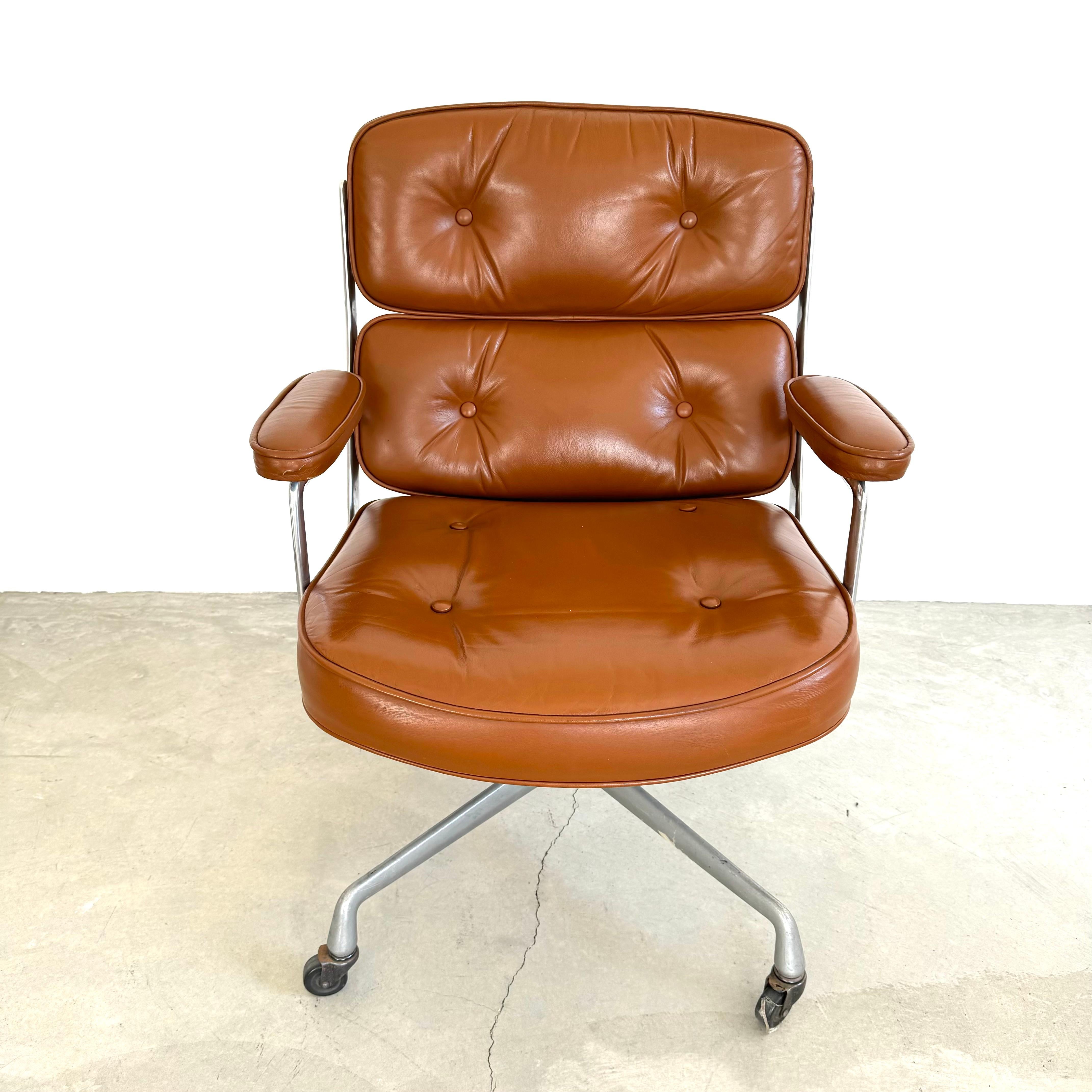 Mid-Century Modern Eames Time Life Chair in Butterscotch Leather for Herman Miller, 1976 USA
