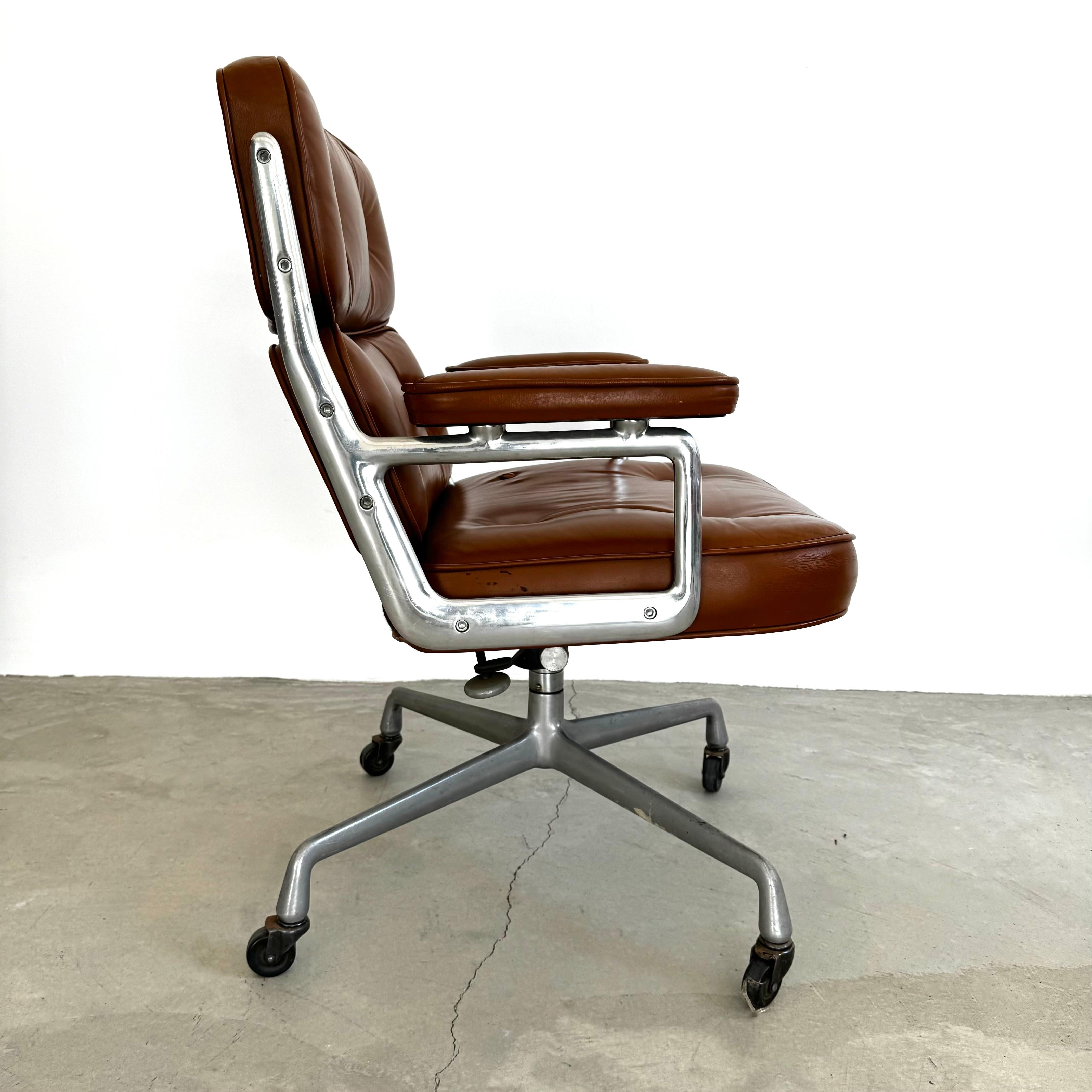 Eames Time Life Chair in Butterscotch Leather for Herman Miller, 1976 USA 1