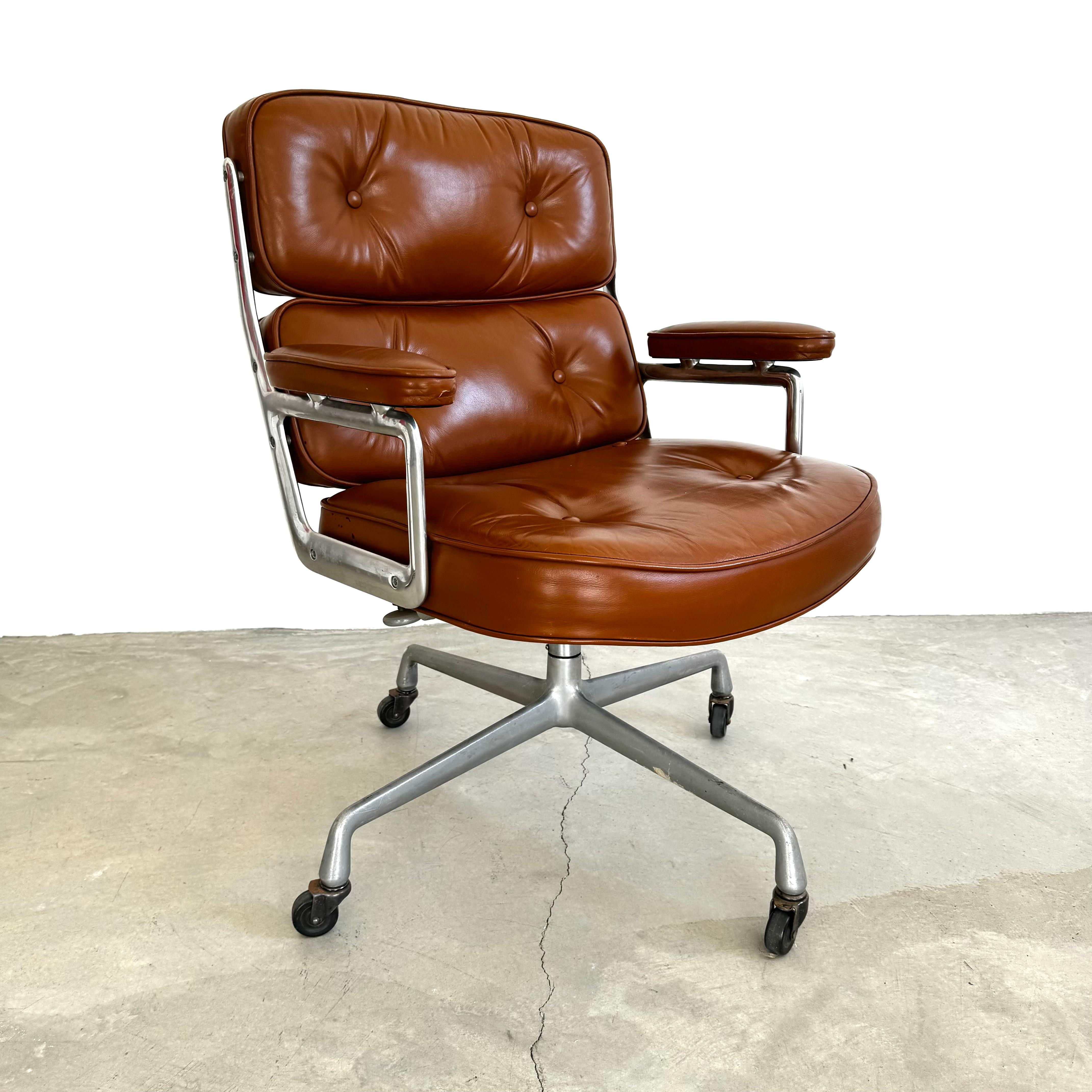 Eames Time Life Chair in Butterscotch Leather for Herman Miller, 1976 USA 2