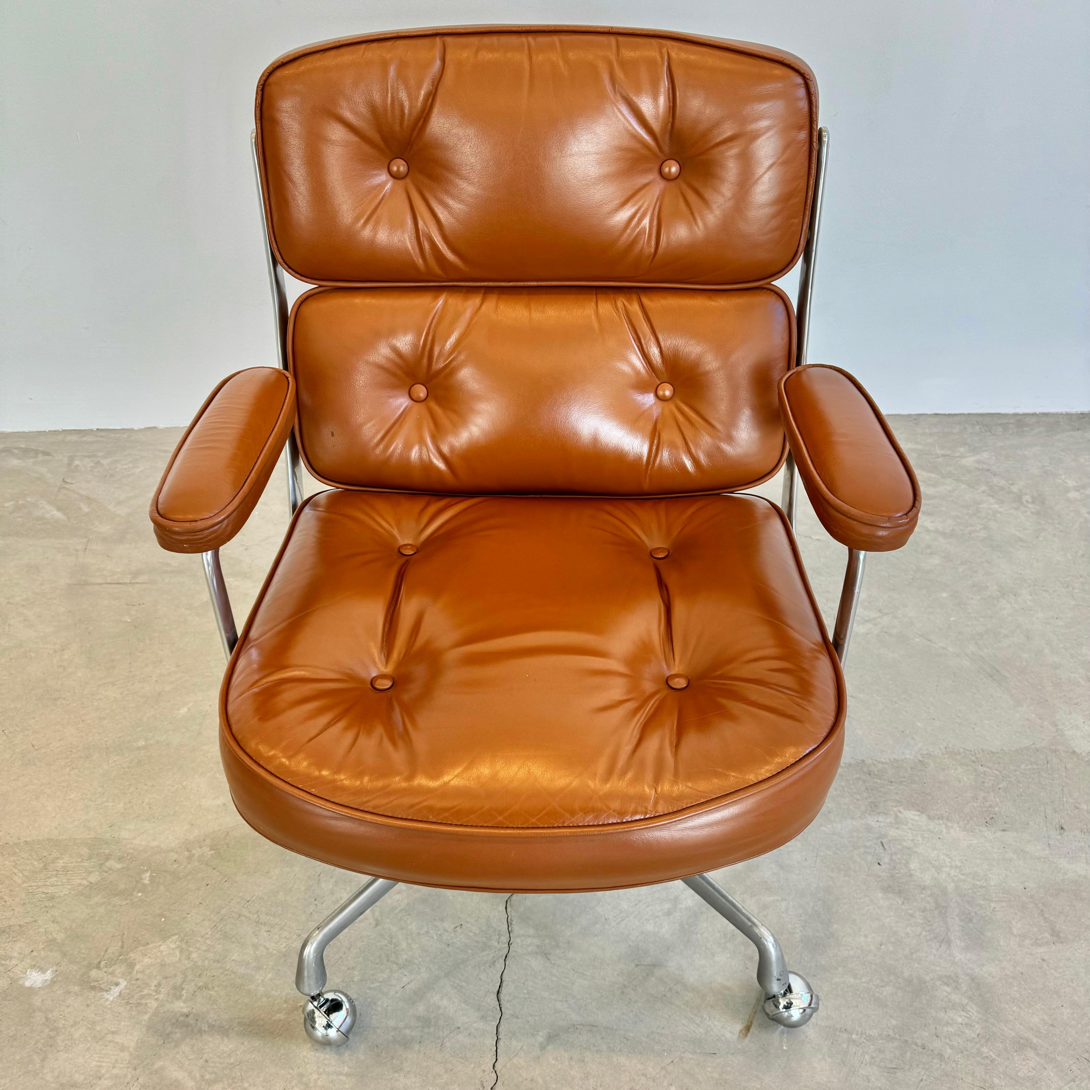 Mid-Century Modern Eames Time Life Chair in Butterscotch Leather for Herman Miller, 1977 USA