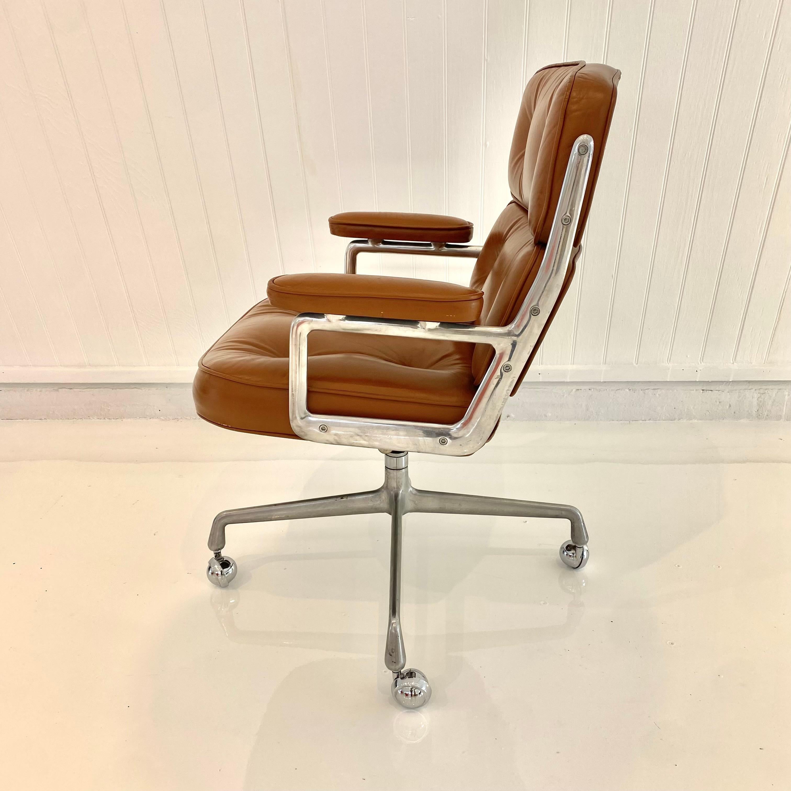 Eames Time Life Chair aus Butterscotch-Leder für Herman Miller, 1977 USA (amerikanisch)