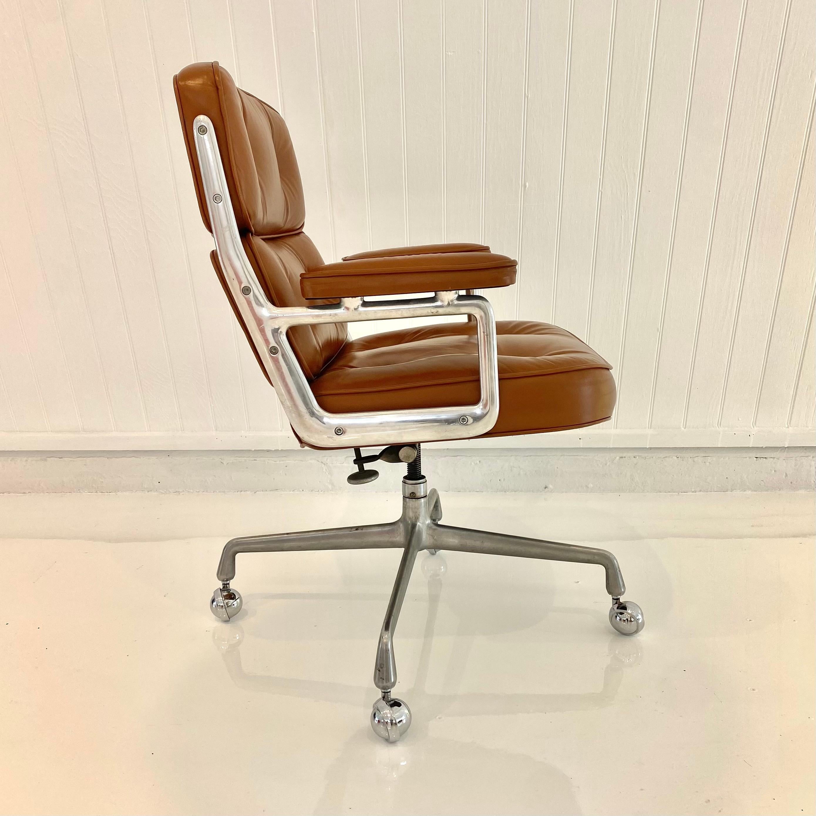 Eames Time Life Chair aus Butterscotch-Leder für Herman Miller, 1977 USA (Ende des 20. Jahrhunderts)
