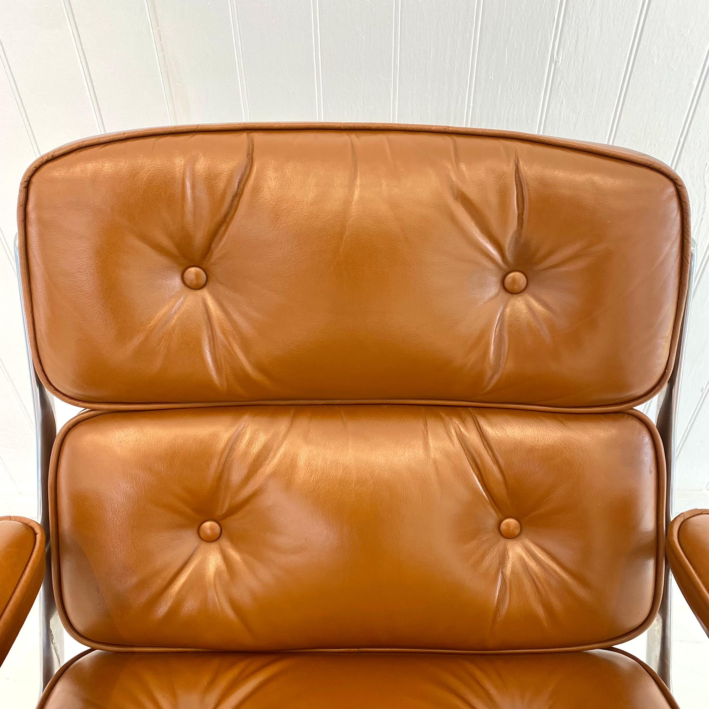 Eames Time Life Chair aus Butterscotch-Leder für Herman Miller, 1977 USA 1