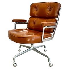 Eames Time Life Chair in Butterscotch Leather for Herman Miller, 1977 USA