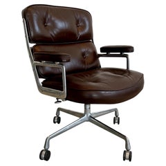 Vintage Eames Time Life Chair in Chocolate Leather for Herman Miller, 1978 USA