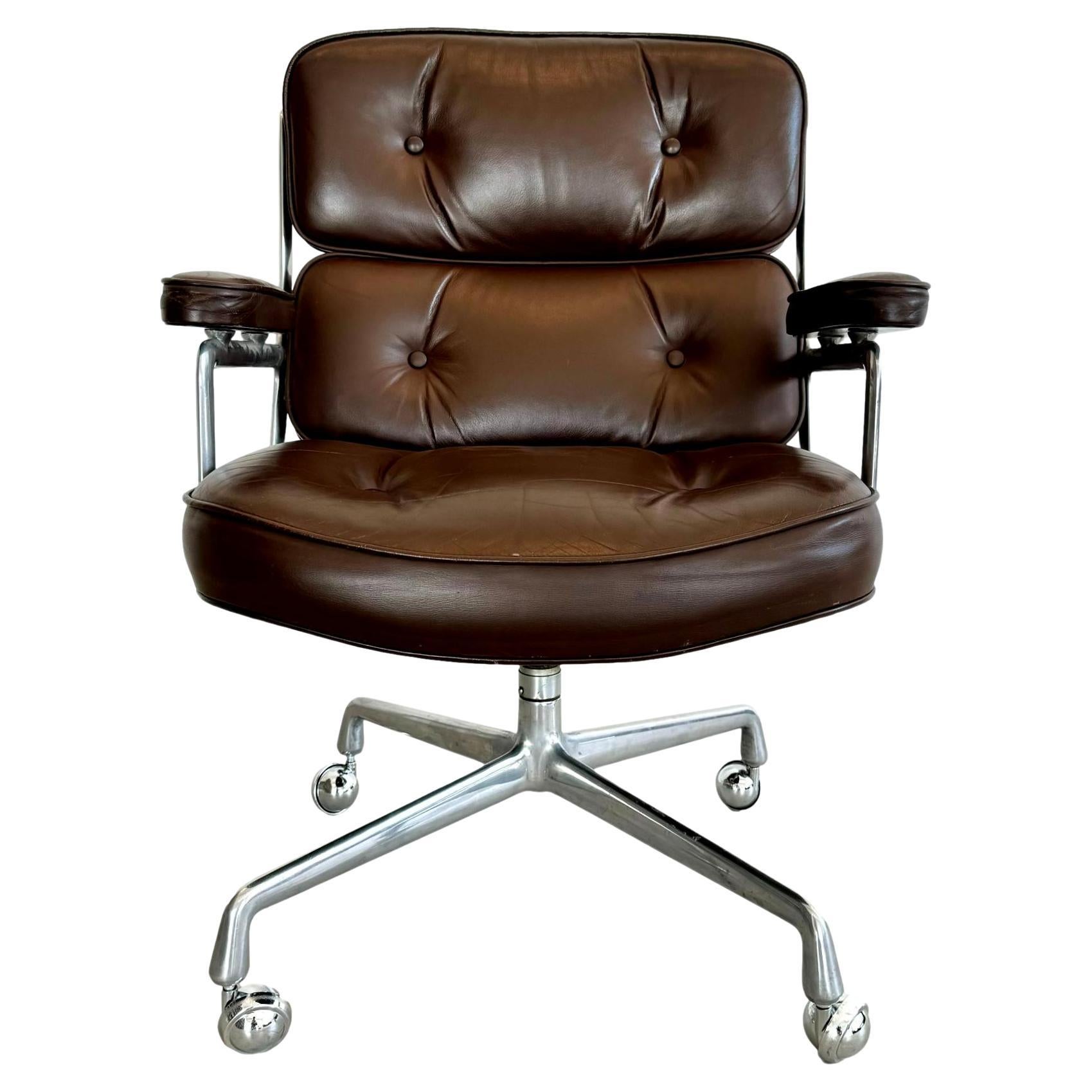 Eames Time Life Chair in Chocolate Leather for Herman Miller, 1978 USA For Sale