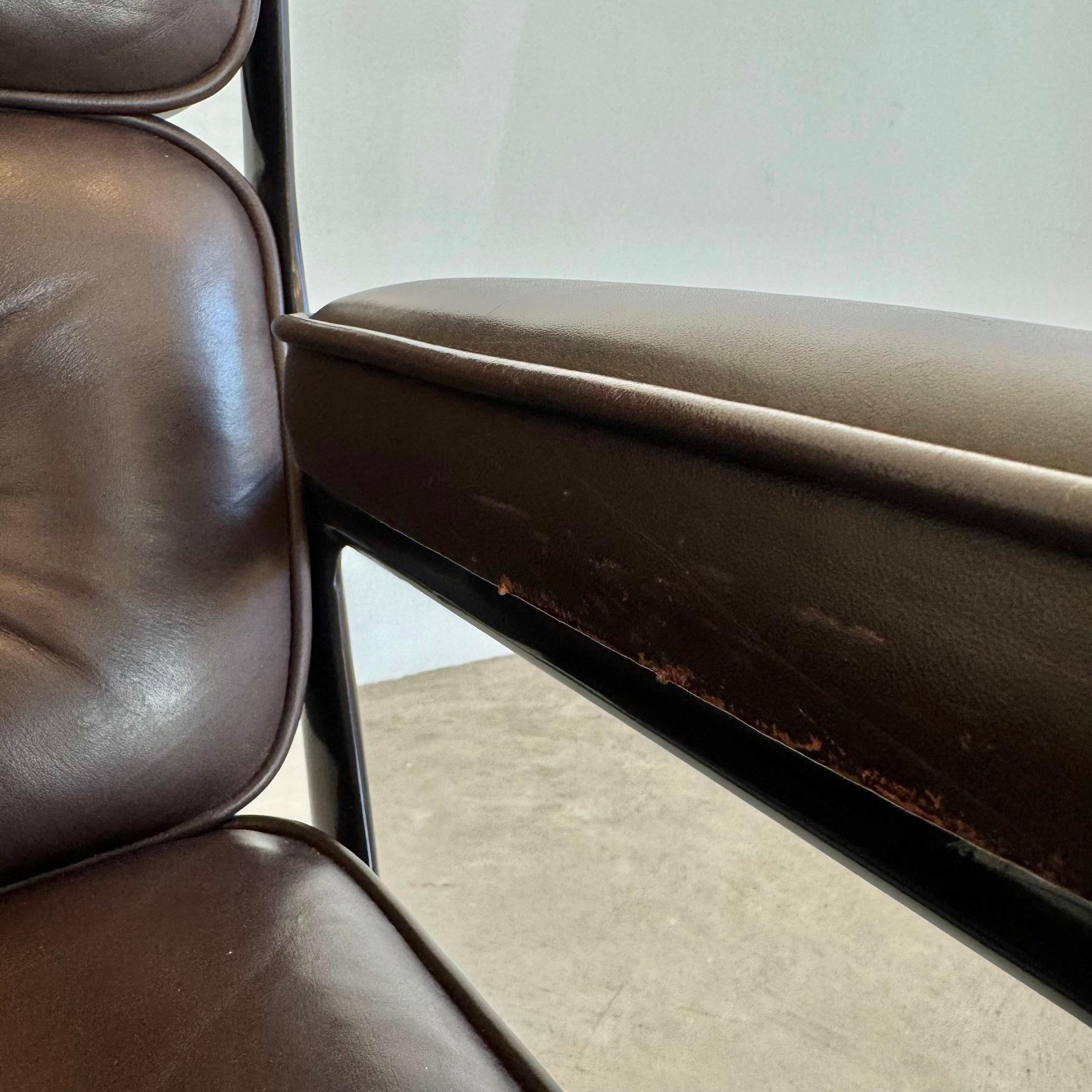 Eames Time Life Chair in Eggplant Leather for Herman Miller, 1984 USA In Good Condition For Sale In Los Angeles, CA