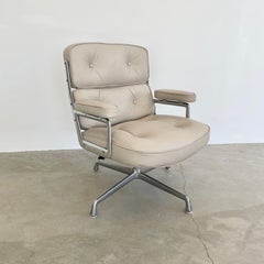 Eames Time Life Chair in Grey Leather for Herman Miller, 1980s