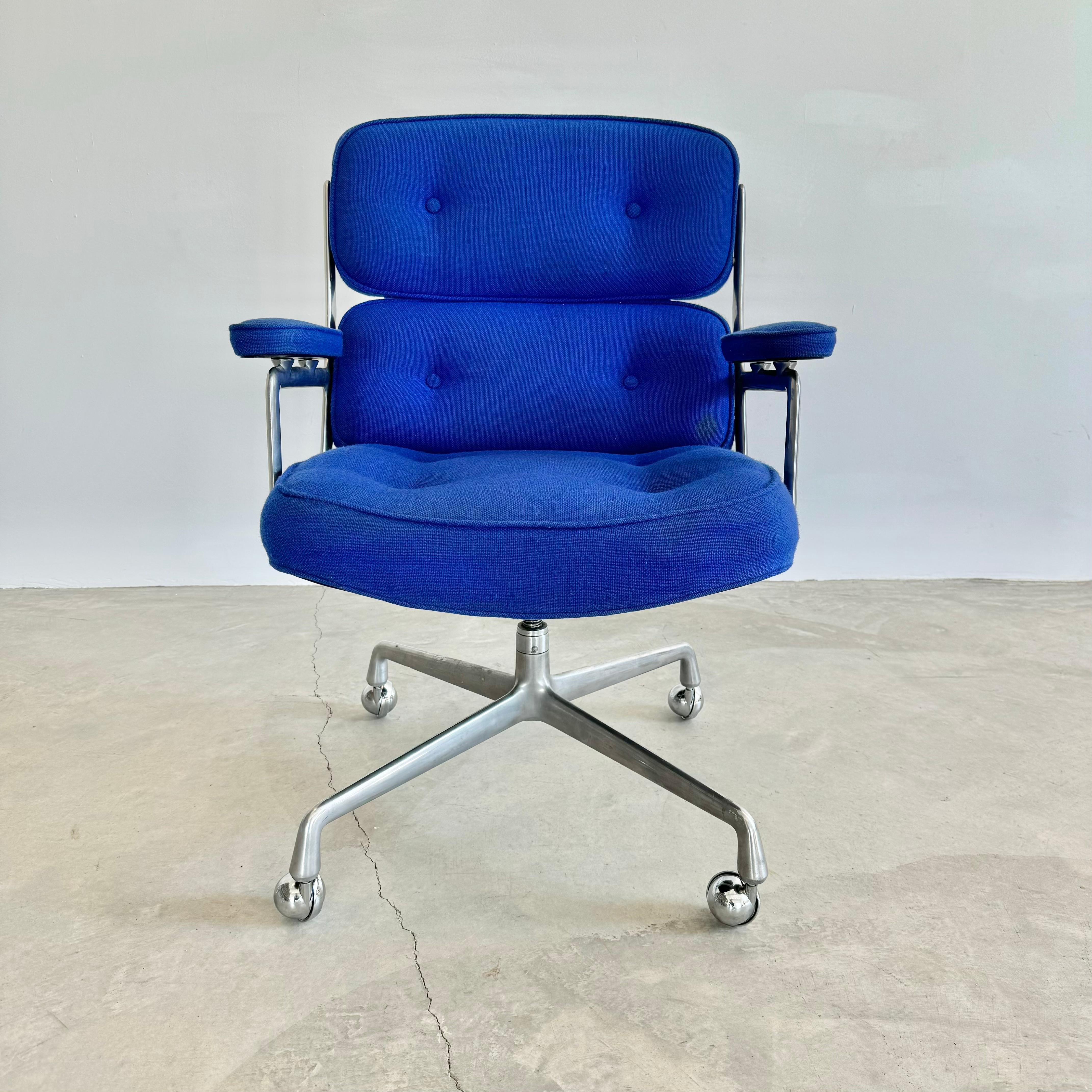 North American Eames Time Life Chair in Navy Blue Burlap for Herman Miller, 1970s USA