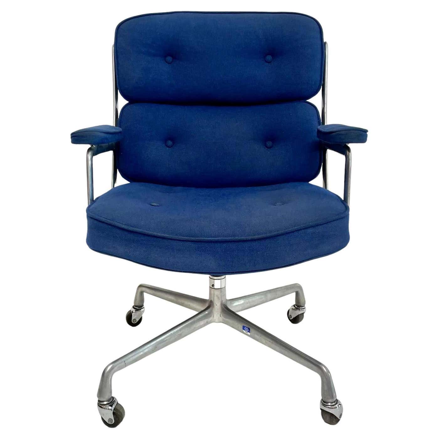 Berlap Chair Eames Time Life Chair in Navy Blue Burlap for Herman Miller, 1978 USA ...