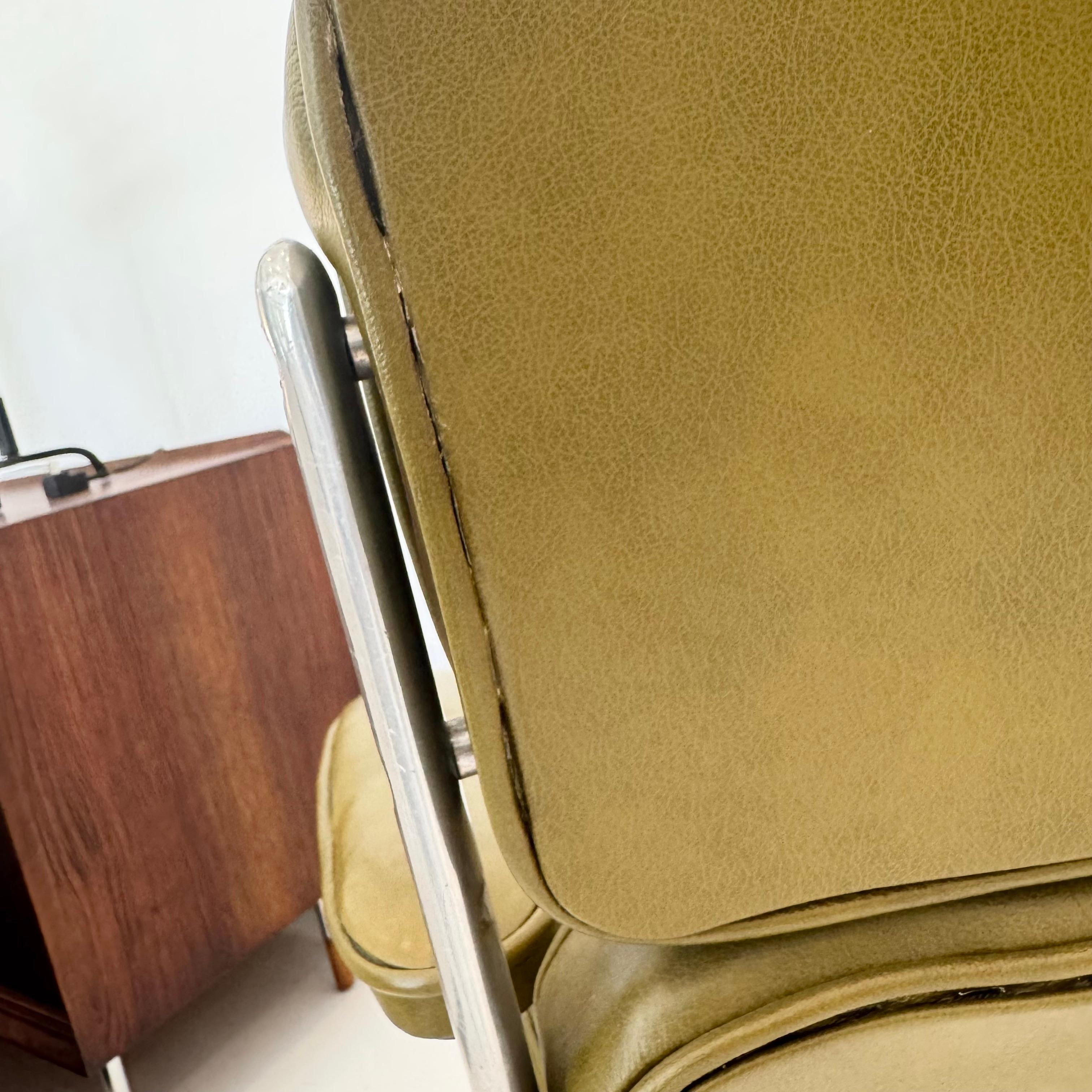 Aluminium Chaise Eames Time Life en cuir olive pour Herman Miller, années 1980 aux États-Unis en vente