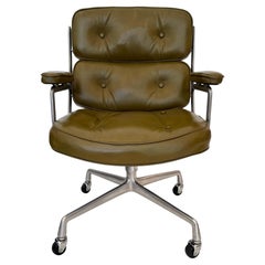 Chaise Eames Time Life en cuir olive pour Herman Miller, années 1980 aux États-Unis