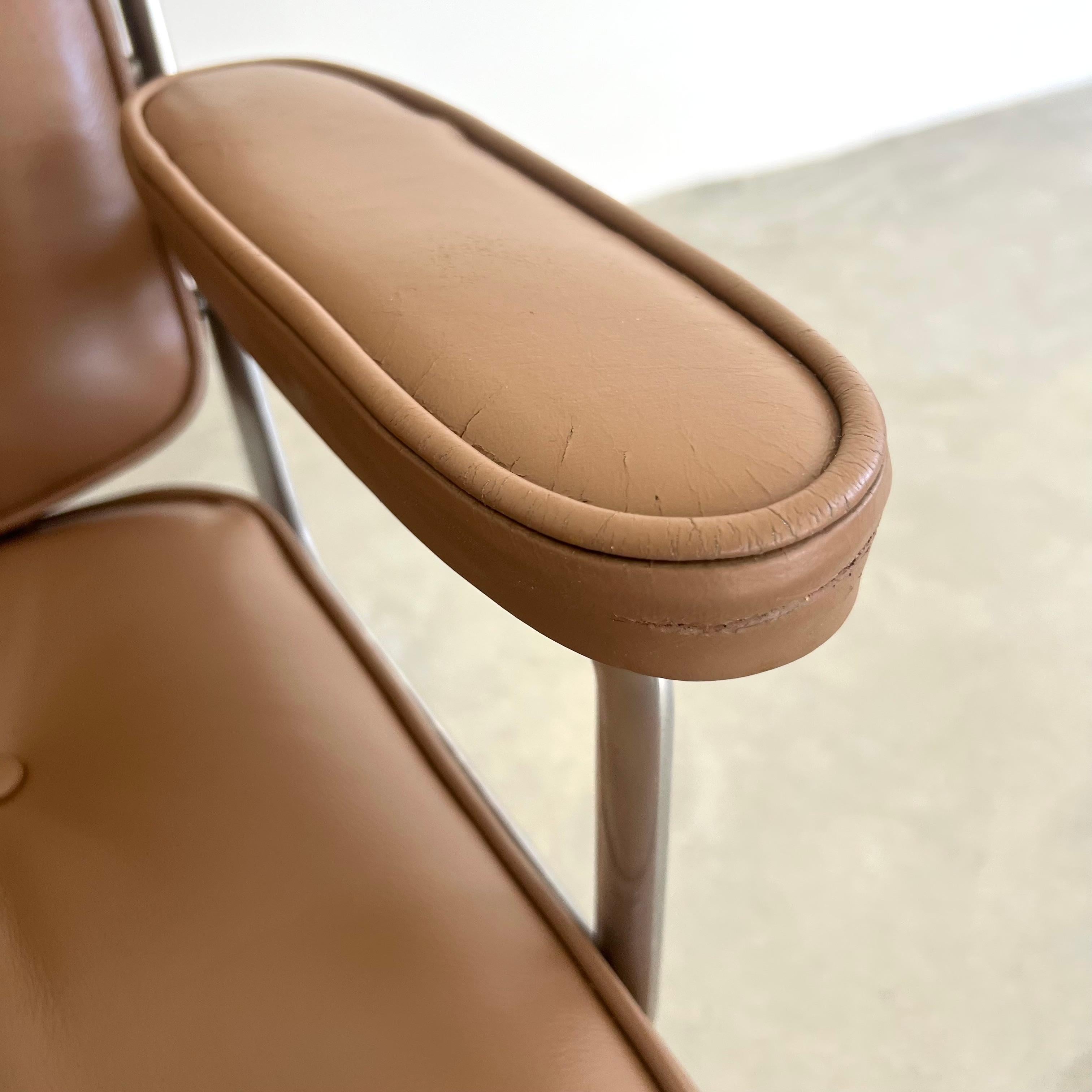 Eames Time Life Chair in Tan Leather for Herman Miller, 1980s USA For Sale 4