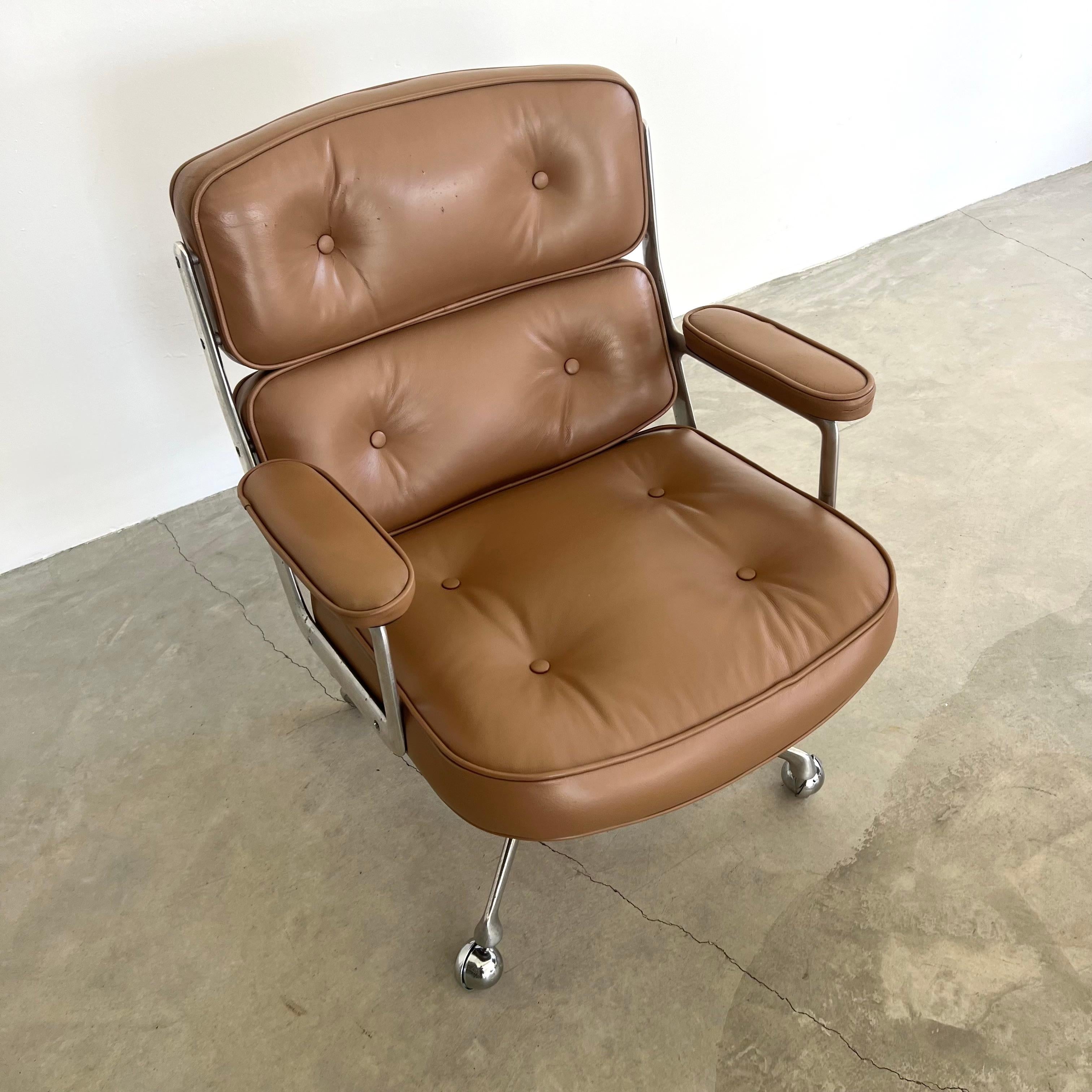 Eames Time Life Chair in Tan Leather for Herman Miller, 1980s USA For Sale 2