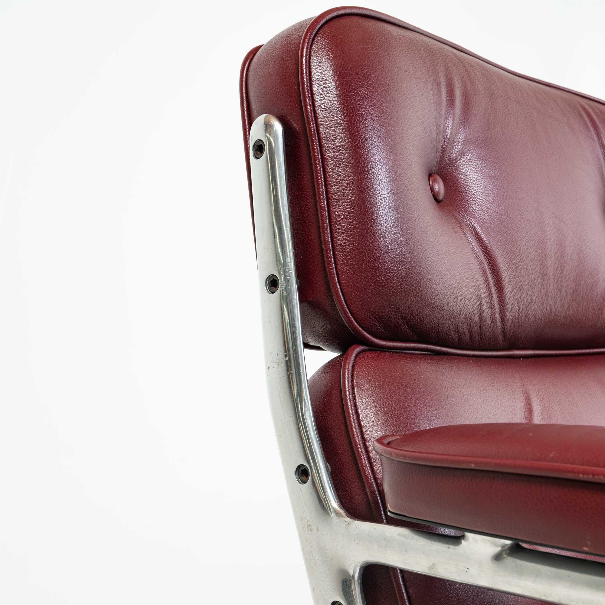 Eames Time Life Desk Chair in Original Maroon Leather 1