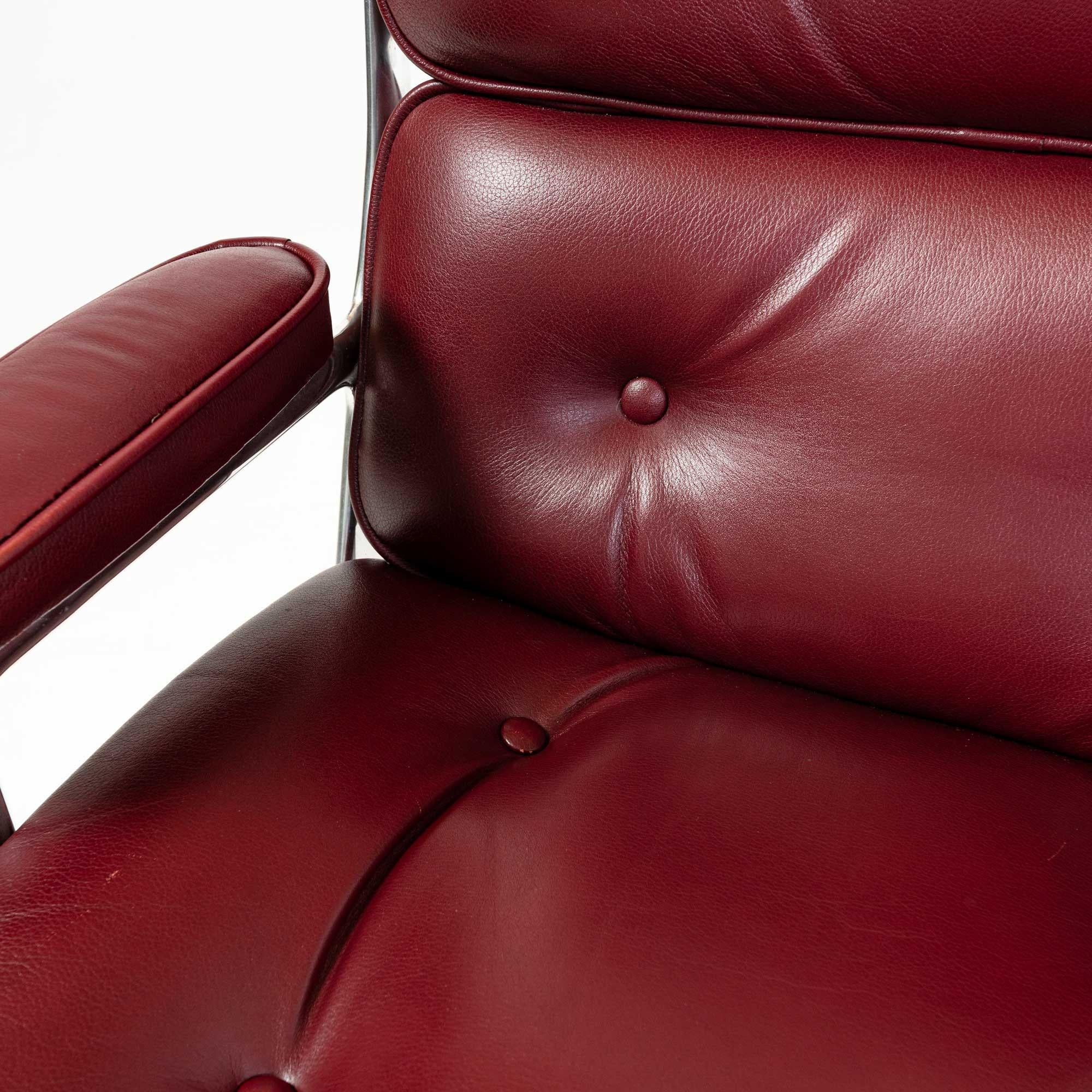 Eames Time Life Desk Chair in Original Maroon Leather 2