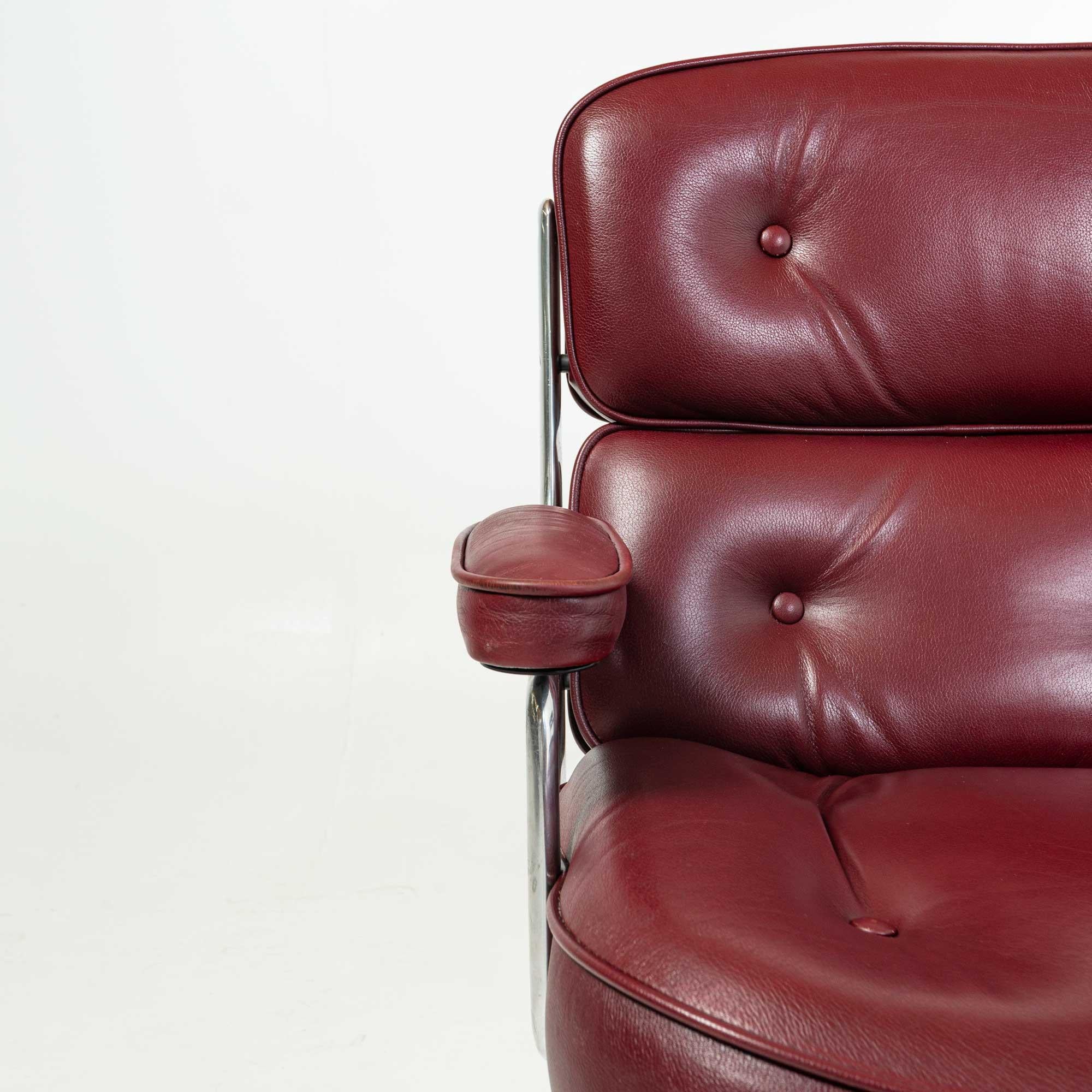 North American Eames Time Life Desk Chair in Original Maroon Leather