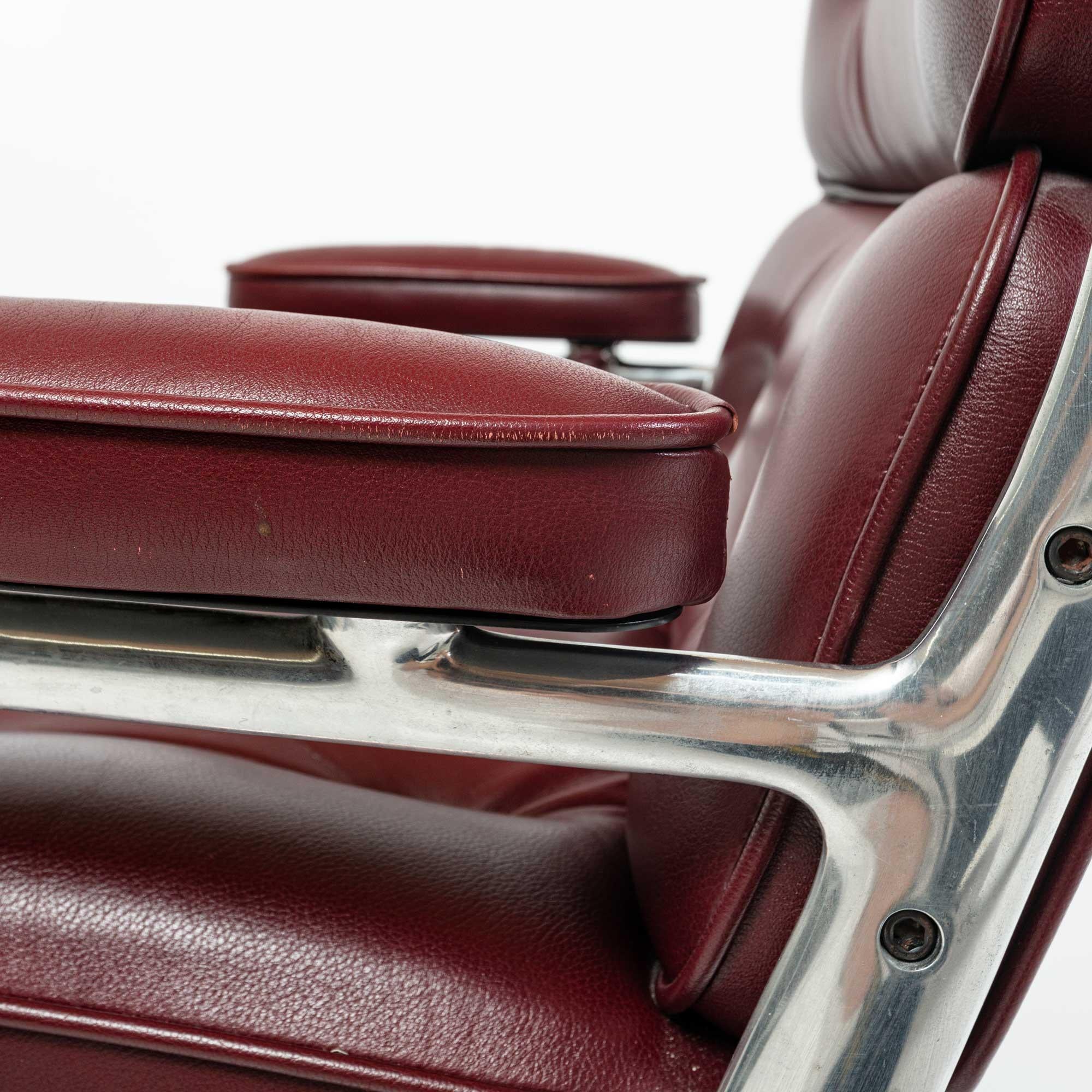 Cast Eames Time Life Desk Chair in Original Maroon Leather