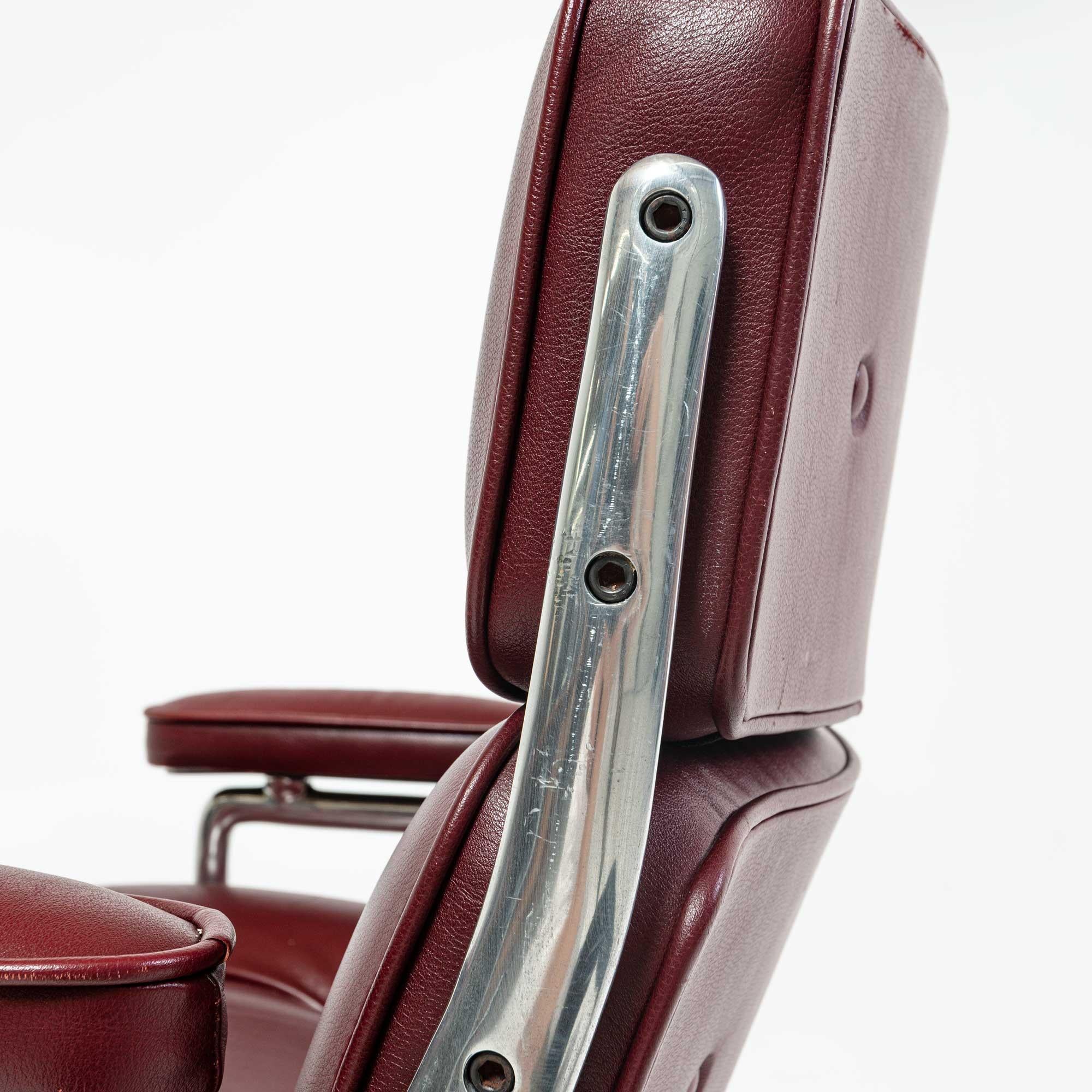 Eames Time Life Desk Chair in Original Maroon Leather In Good Condition In Seattle, WA