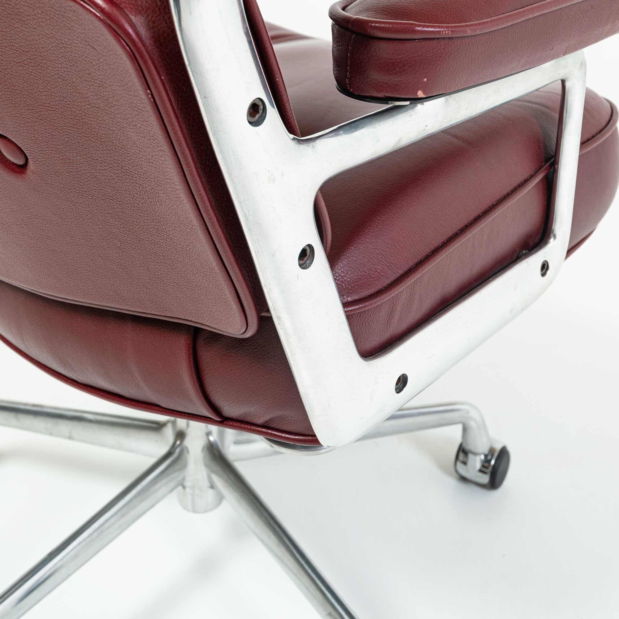 Contemporary Eames Time Life Desk Chair in Original Maroon Leather