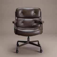 Eames Time Life Executive Chair by Herman Miller in Brown Leather & Brown Frame